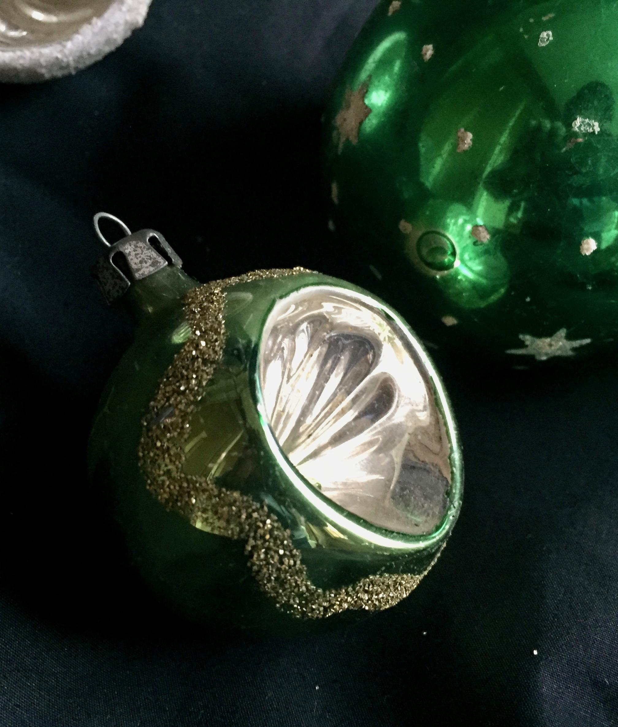 20th Century Nine Midcentury Mercury Glass Christmas Tree Ornaments
