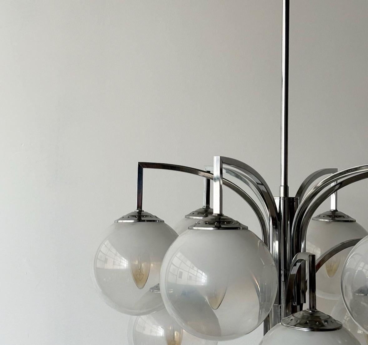 20ième siècle Lustre italien en verre fumé de Murano par Targetti Sankey, 1970, Italie en vente