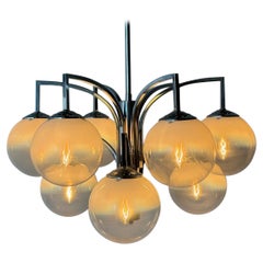 Lustre italien en verre fumé de Murano par Targetti Sankey, 1970, Italie