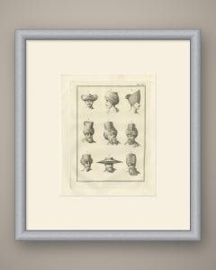 Nine Numbered Turbans and Headdresses, Antique Niebuhr Print, 1776