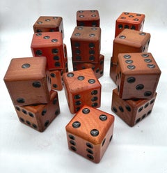 Pair of Vintage Oversized Wood Carved & Ebonized Casino Dice