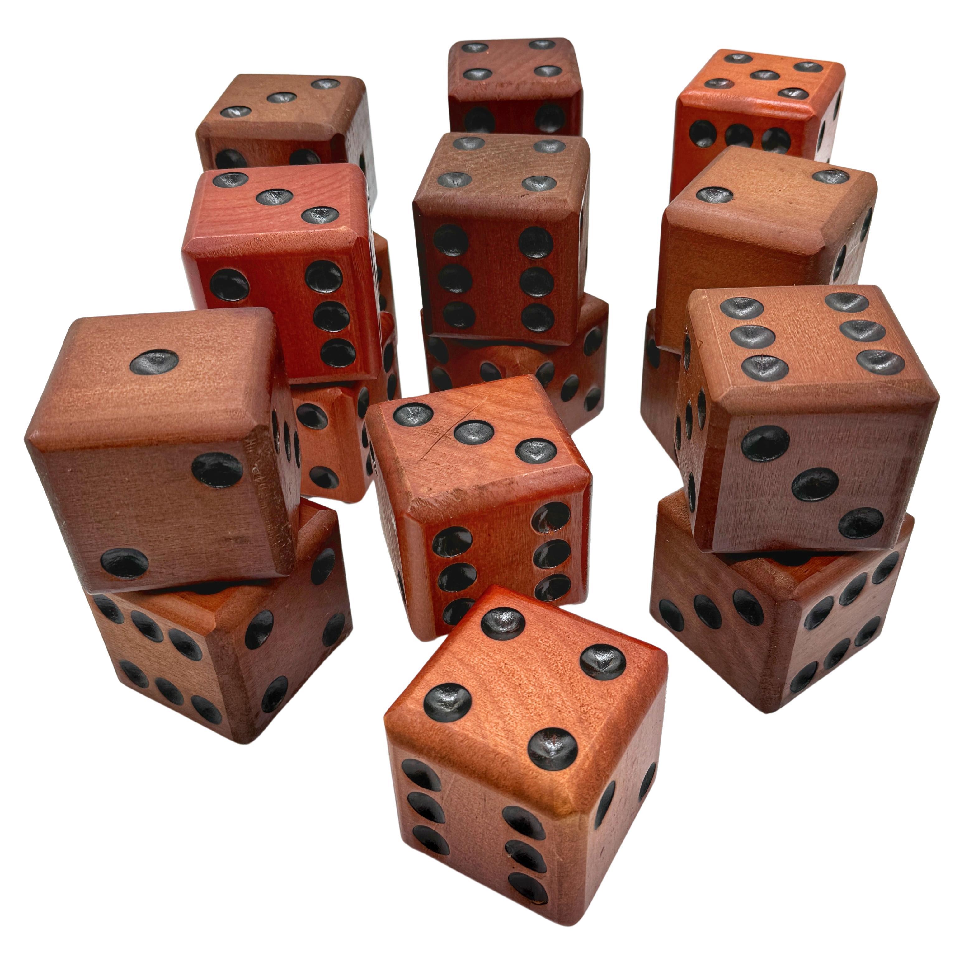 Nine Pair of Vintage Oversized Wood Carved & Ebonized Casino Dice, Sold in Pairs