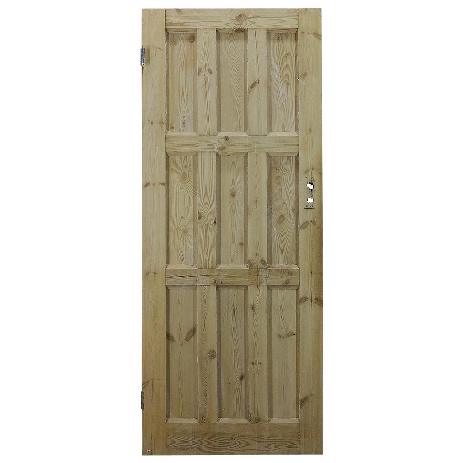 Nine Panel Pine Interior Door, 20th Century For Sale