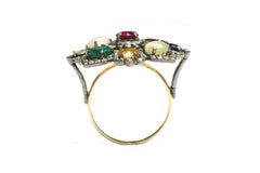Nine Precious Gems Fashion Ring in Art Deco Style