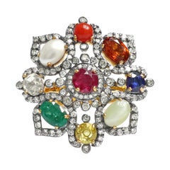 Nine Precious Gems Fashion Ring in Art Deco Style