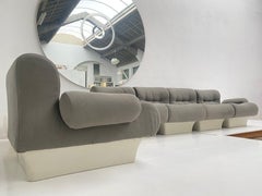 ¡Raros 5 Elementos de Asiento + Mesa de Esquina de Otto Zapf, 1967, Alemania, Tela Nueva!