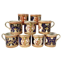 Antique Nine Spode Dollar Pattern Coffee Cups England Circa 1820