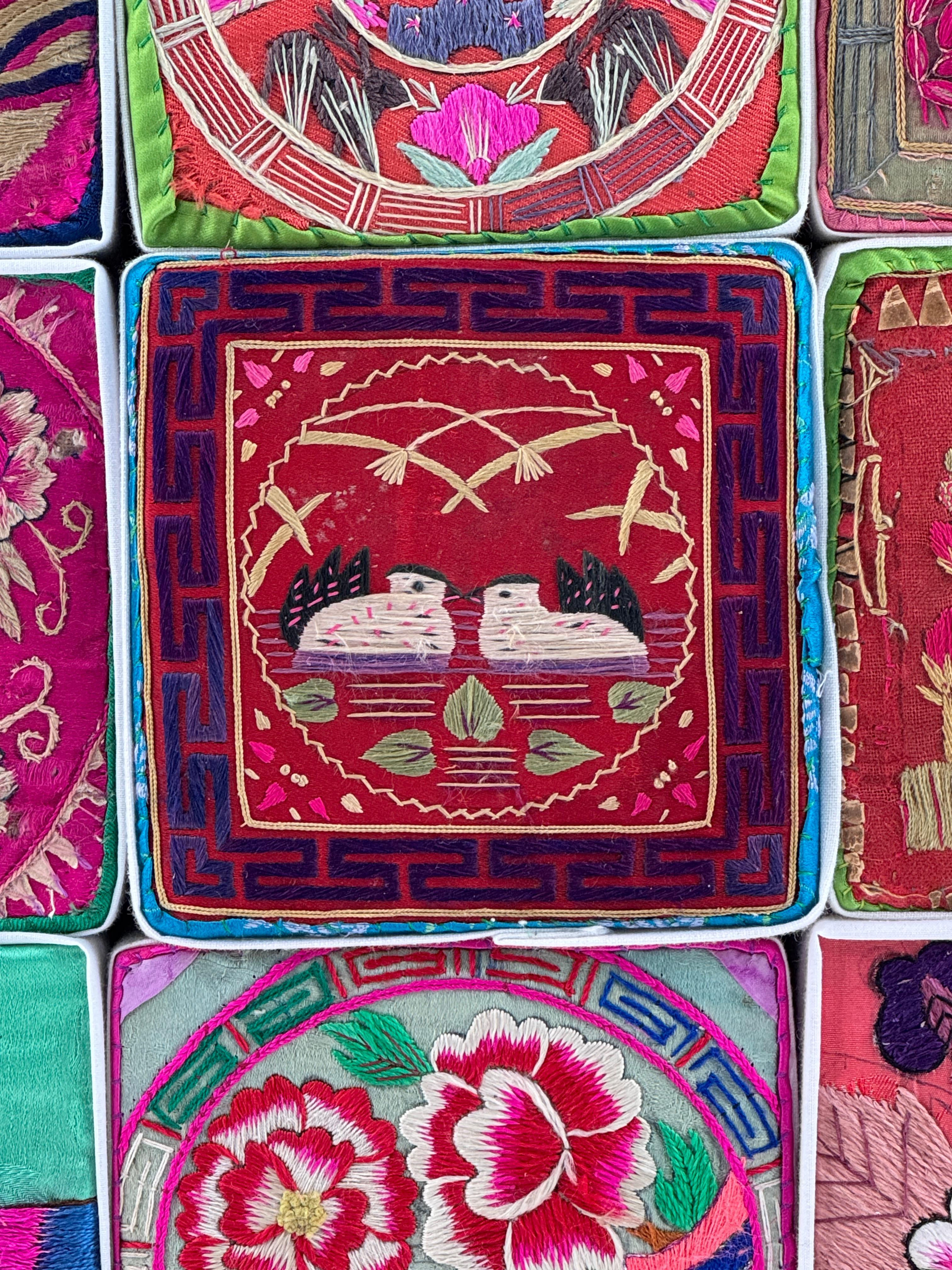 South Korean Nine Sqare Auspicious Korean Traditional Embroidered Pillows For Sale