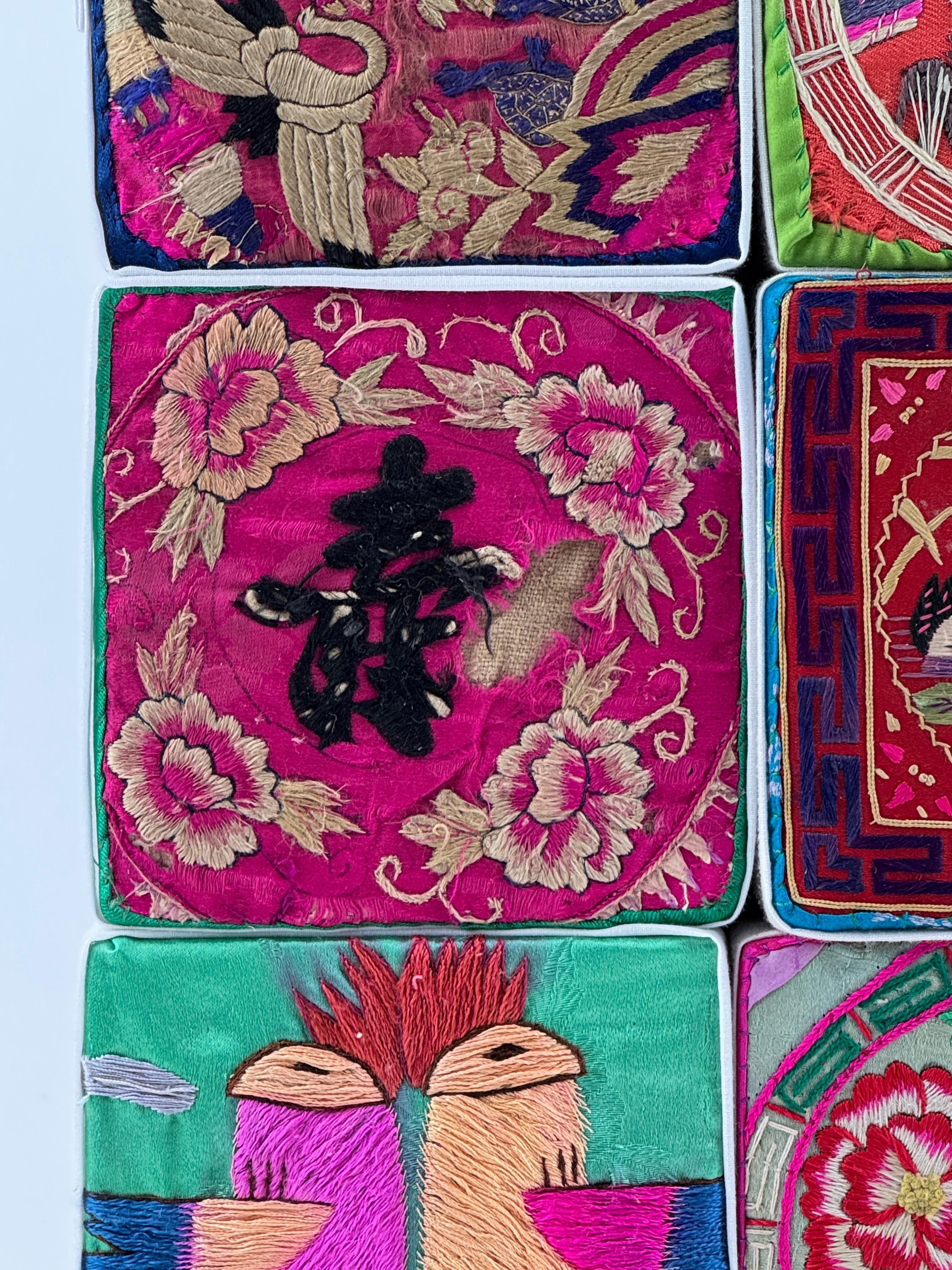 Nine Sqare Auspicious Korean Traditional Embroidered Pillows In Good Condition For Sale In seoul, KR