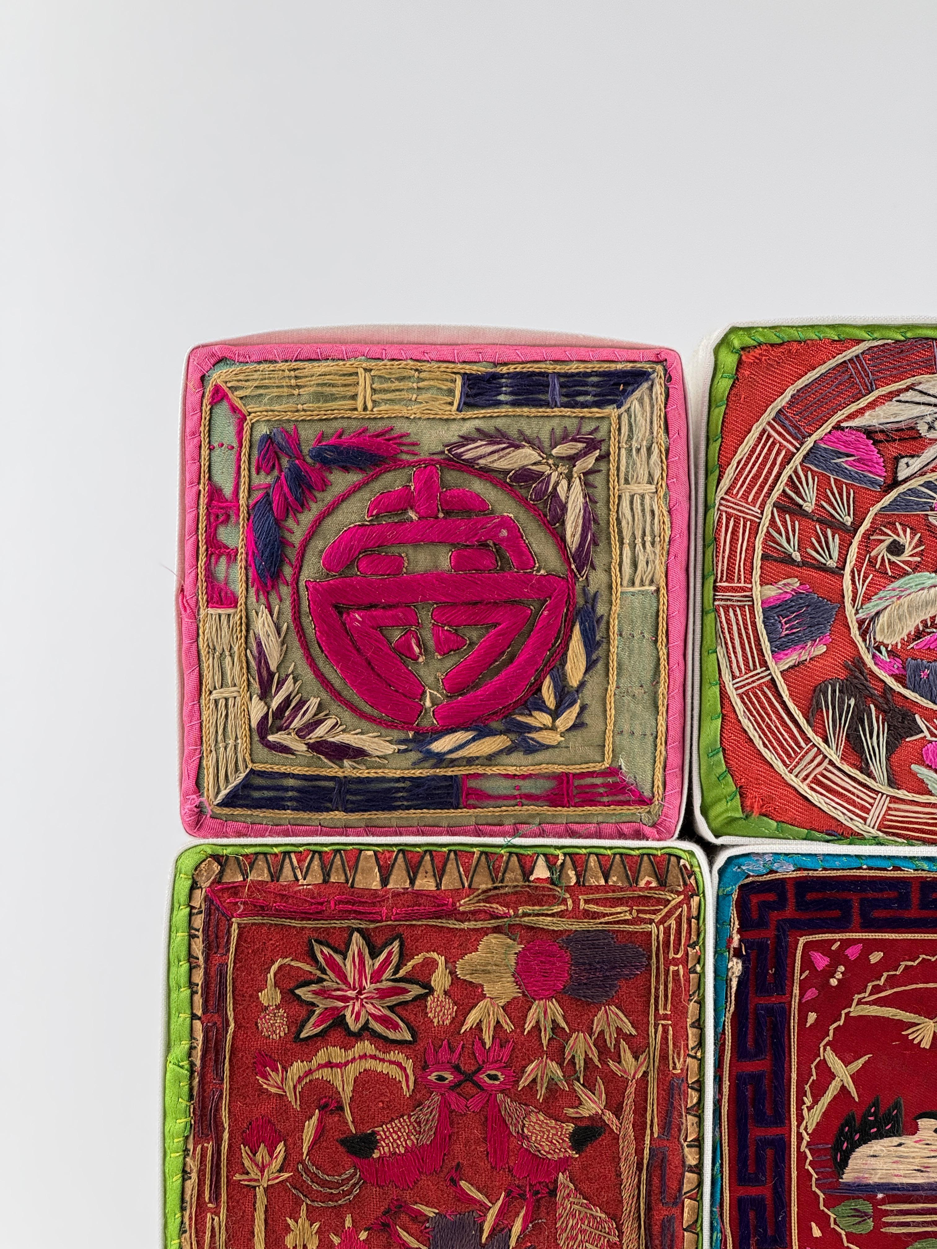 Nine Sqare Auspicious Korean Traditional Embroidered Pillows For Sale 1