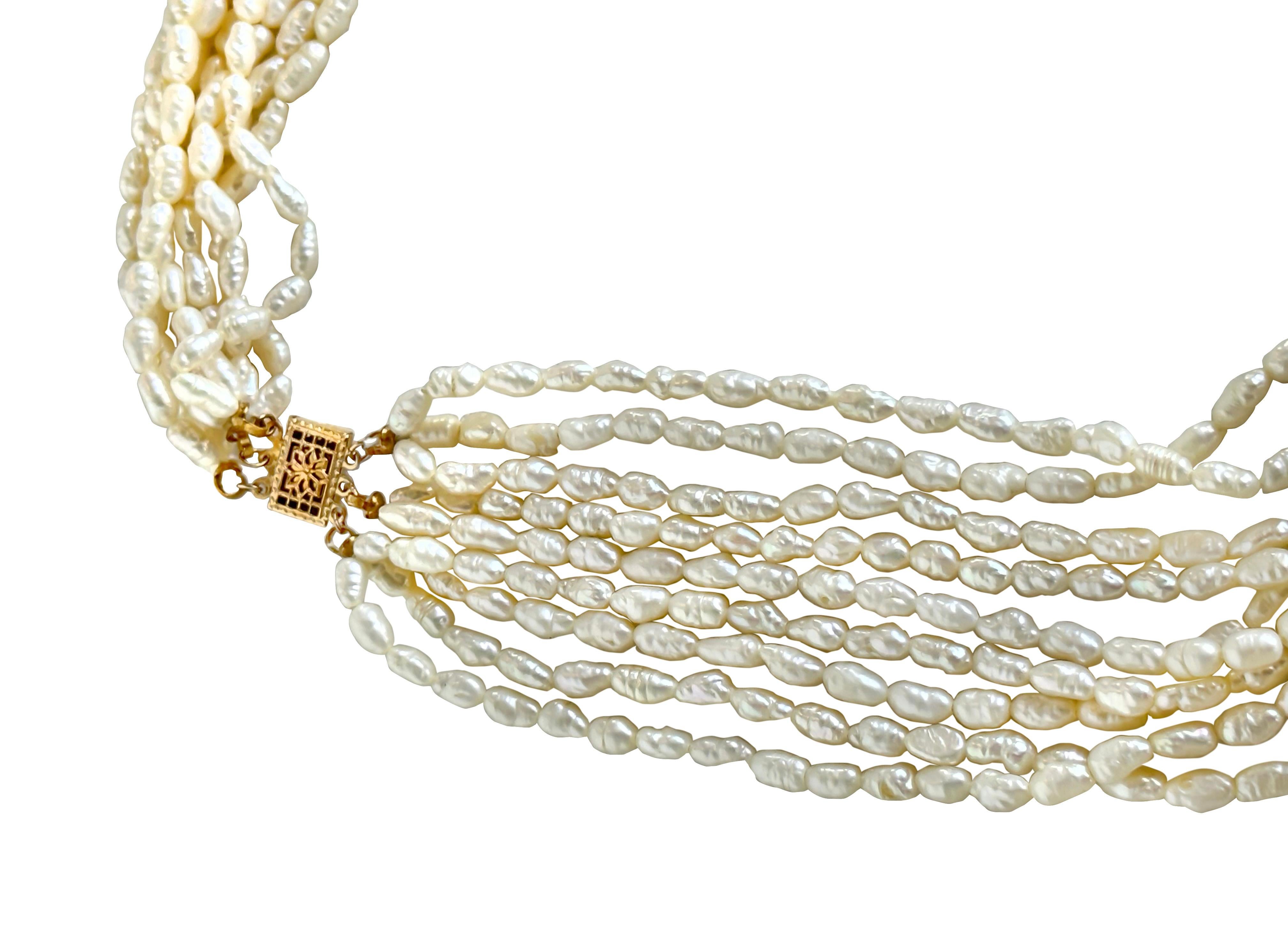 multi strand rice pearl necklace