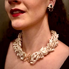 Neunstrangige Süßwasserperlen-Halskette mit geriffelten 14kt Goldkugeln und Goldschließe mit Goldverschluss