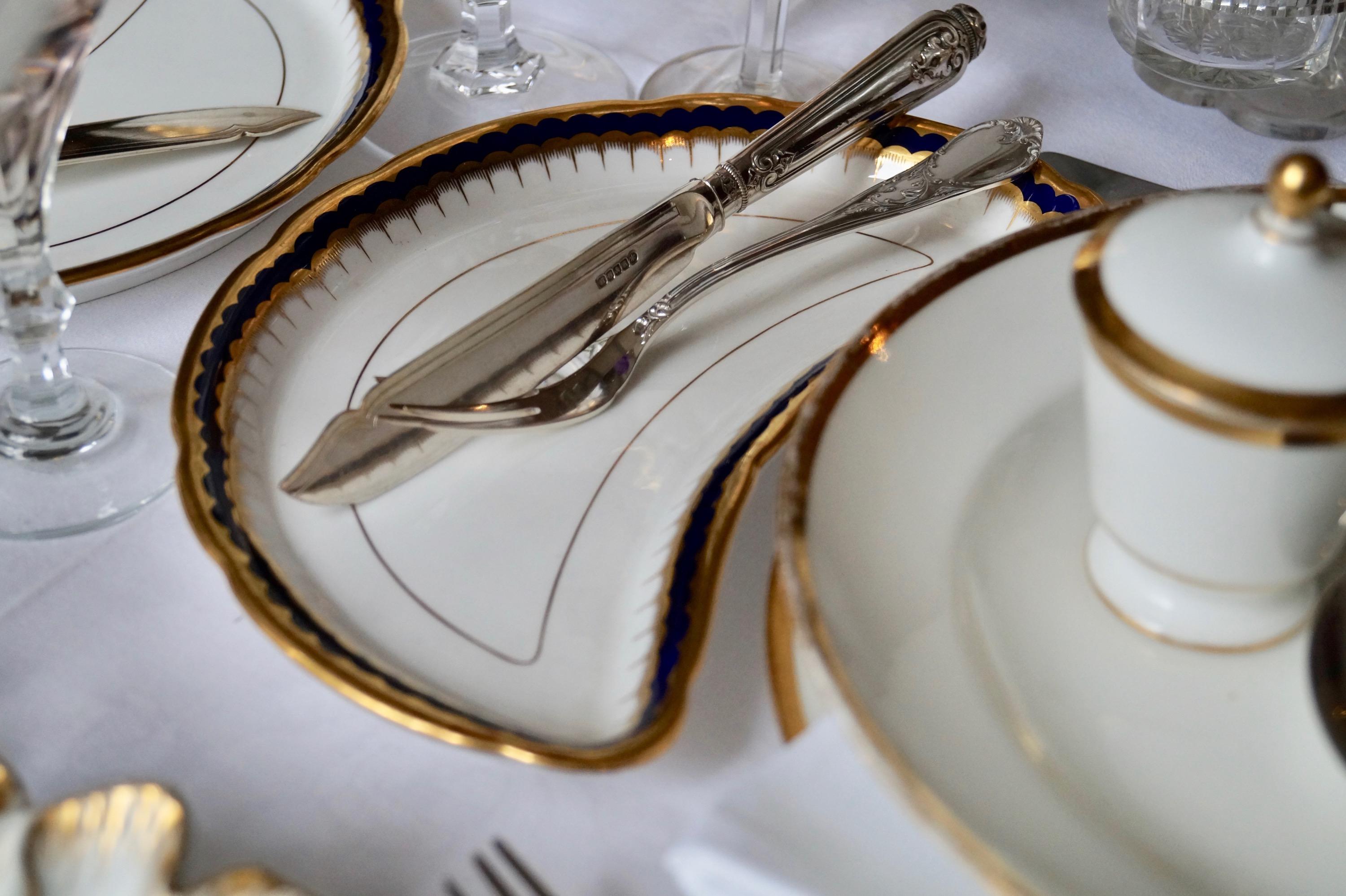 English Nine Unique Old Copeland Spode Crescent Dishes, England, 1920s For Sale