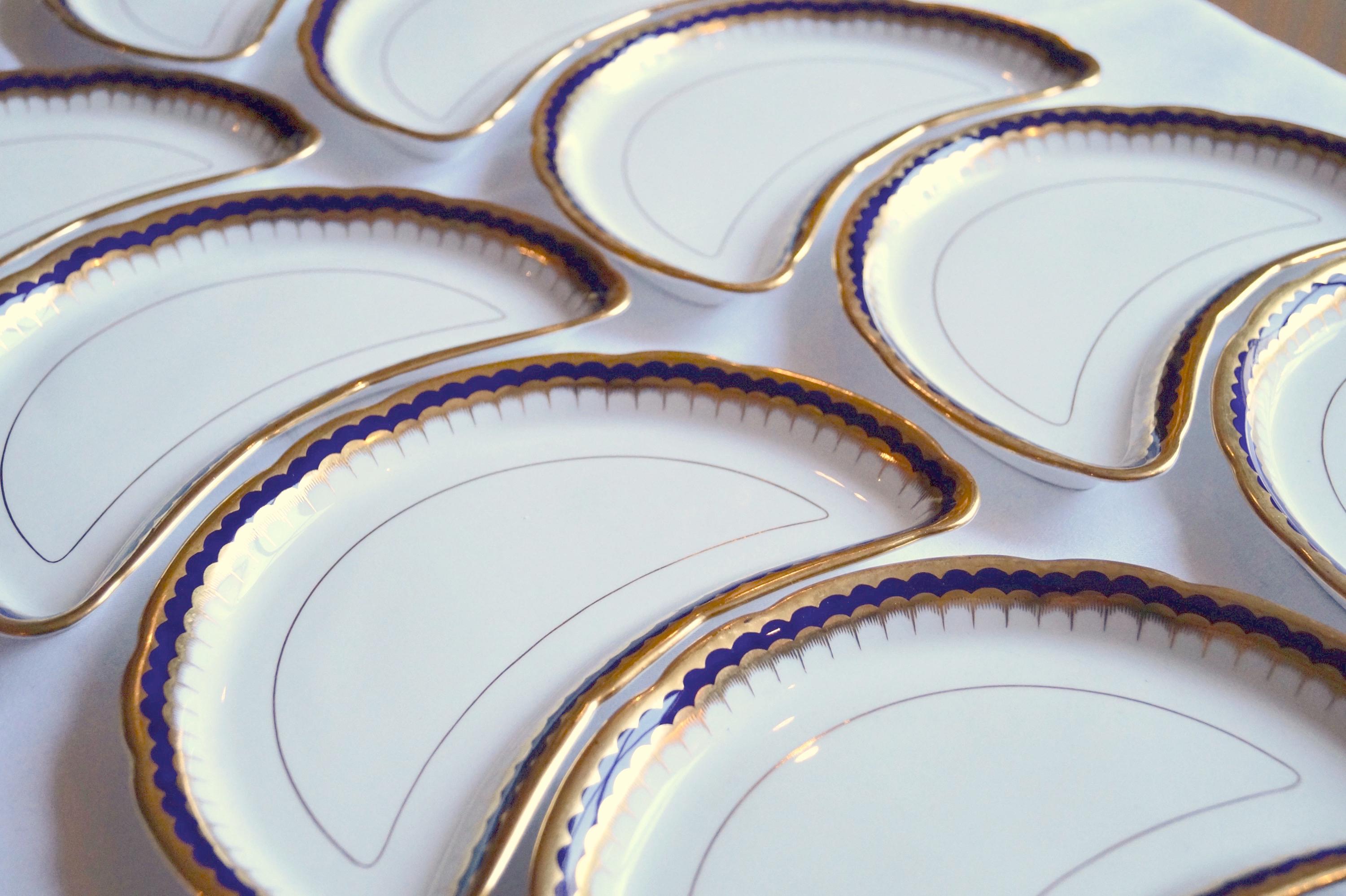 Early 20th Century Nine Unique Old Copeland Spode Crescent Dishes, England, 1920s For Sale