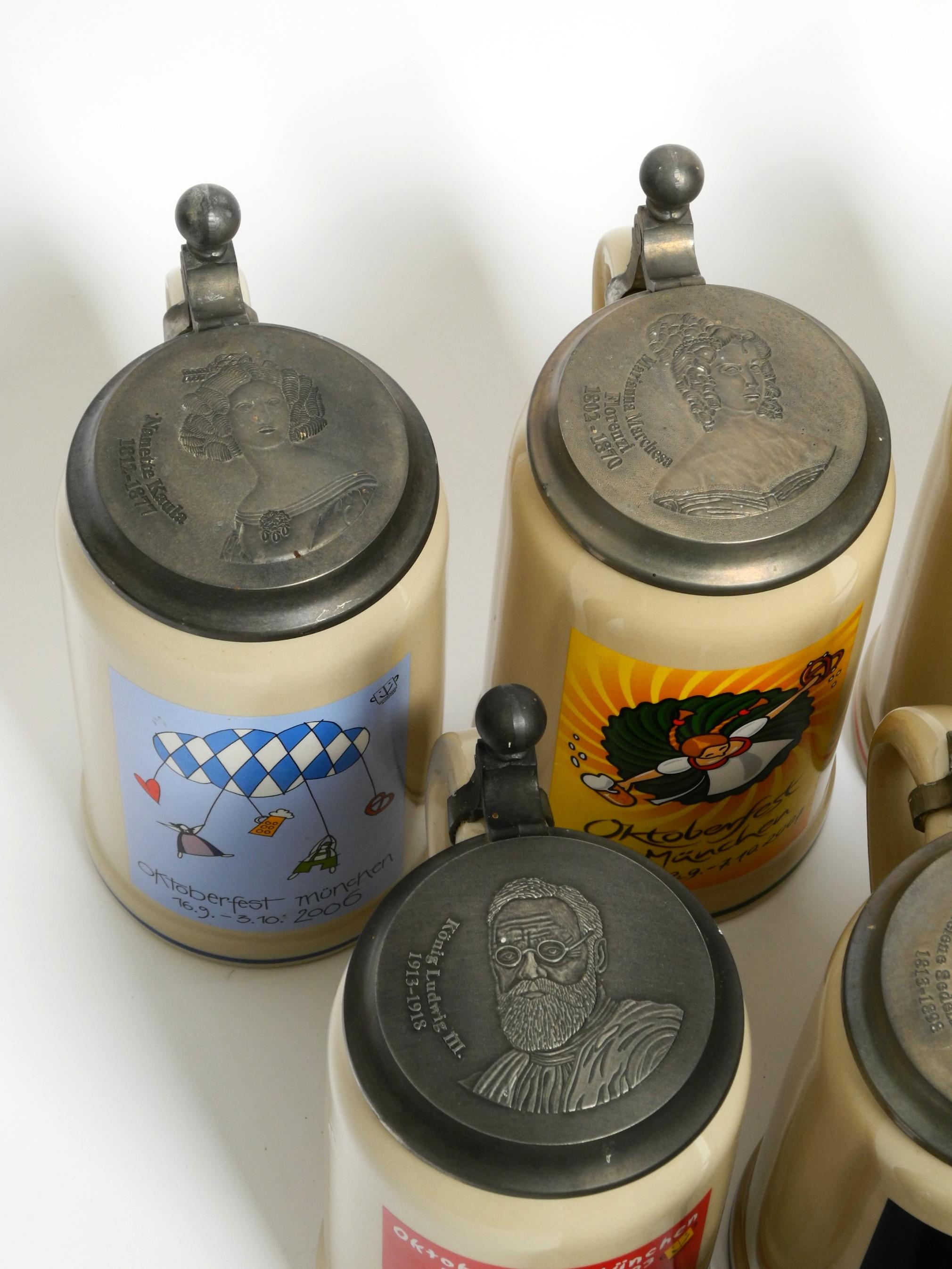 Nine unused Munich Oktoberfest beer Pitchers with tin lids from 2001-2009 For Sale 5