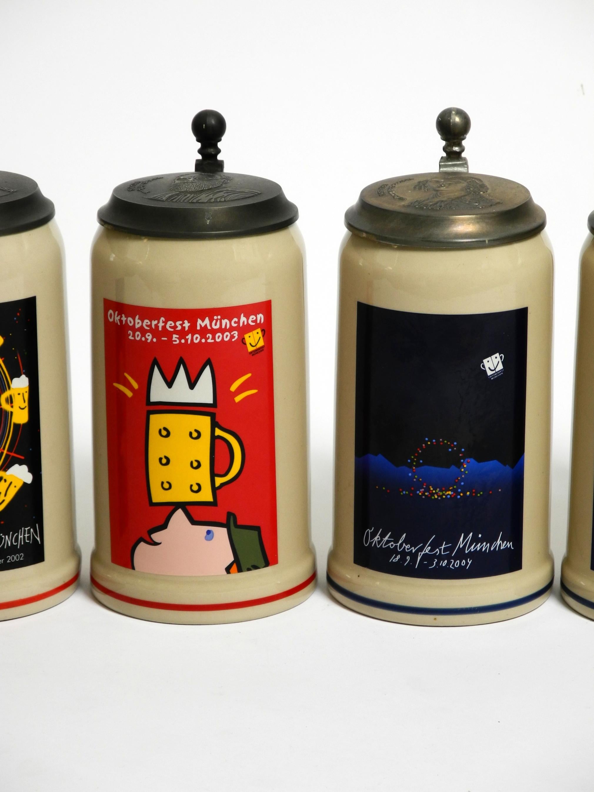 Nine unused Munich Oktoberfest beer Pitchers with tin lids from 2001-2009 For Sale 10