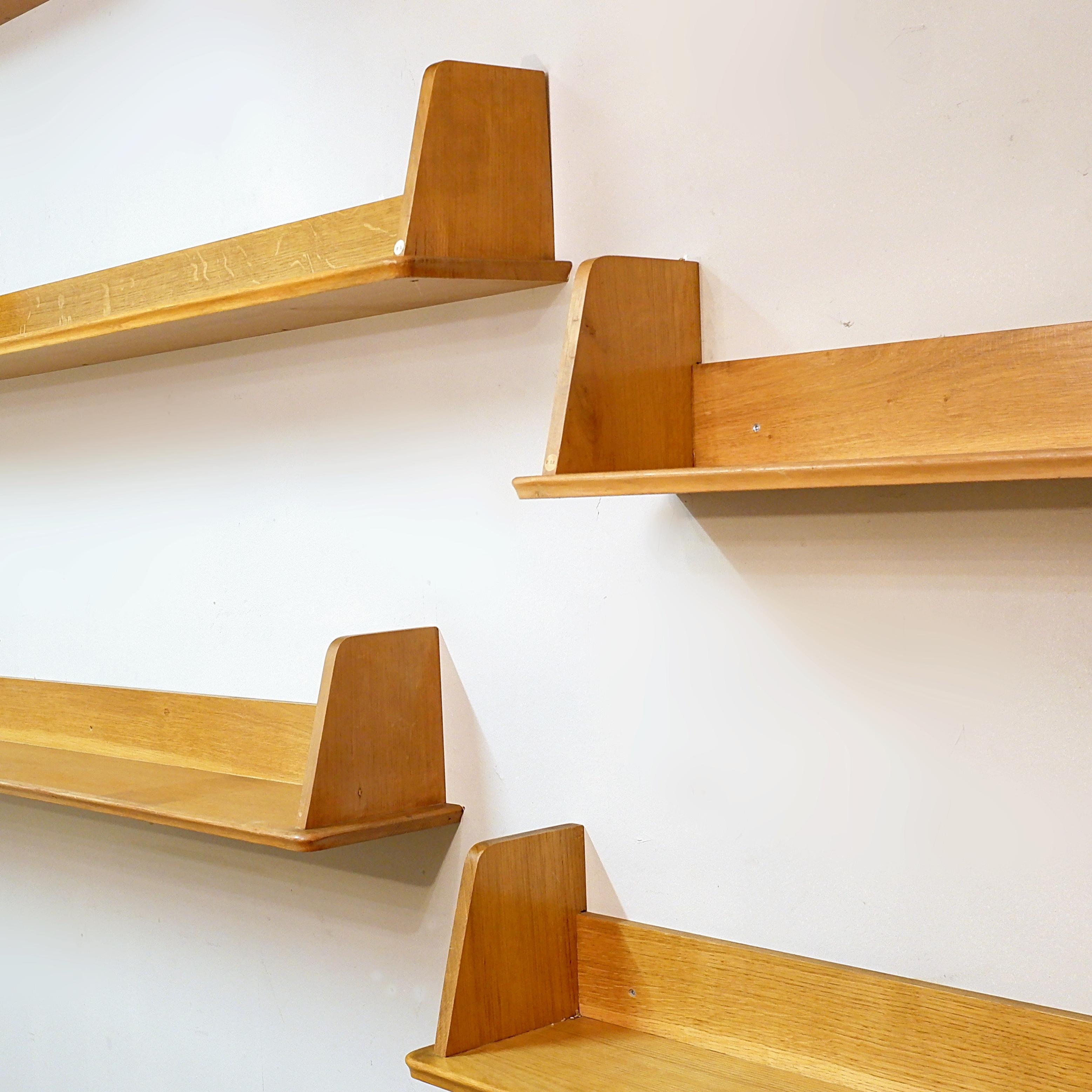 Unknown Nine wooden wall shelves For Sale