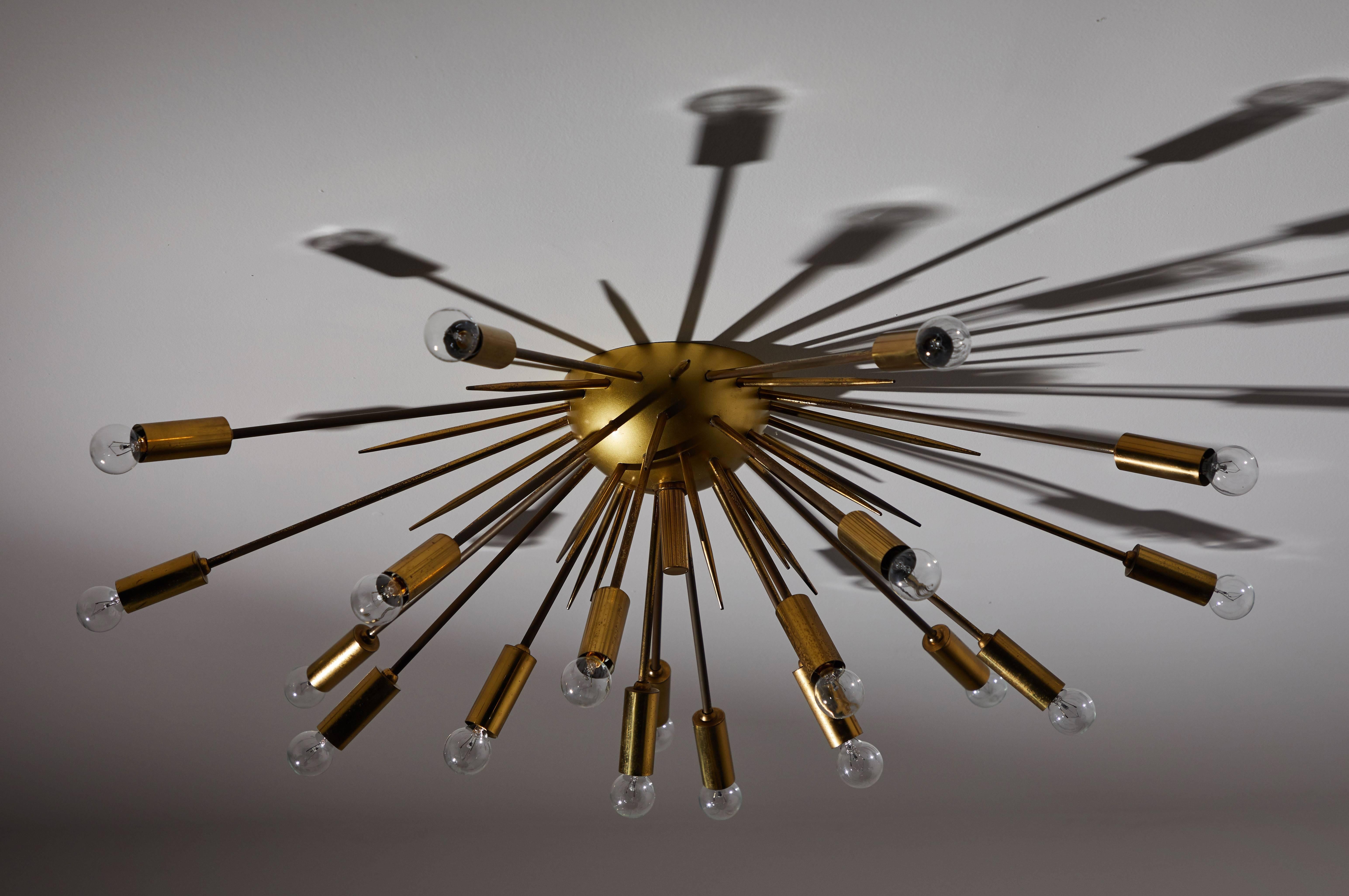 Nineteen-Arm Flush Mount Chandelier by Stilnovo In Good Condition In Los Angeles, CA