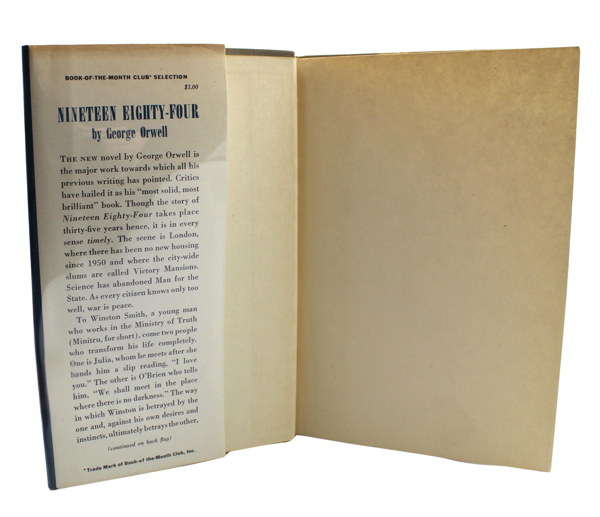 Embossed Nineteen Eighty-Four by George Orwell, Book of The Month Club Ed. in Original DJ