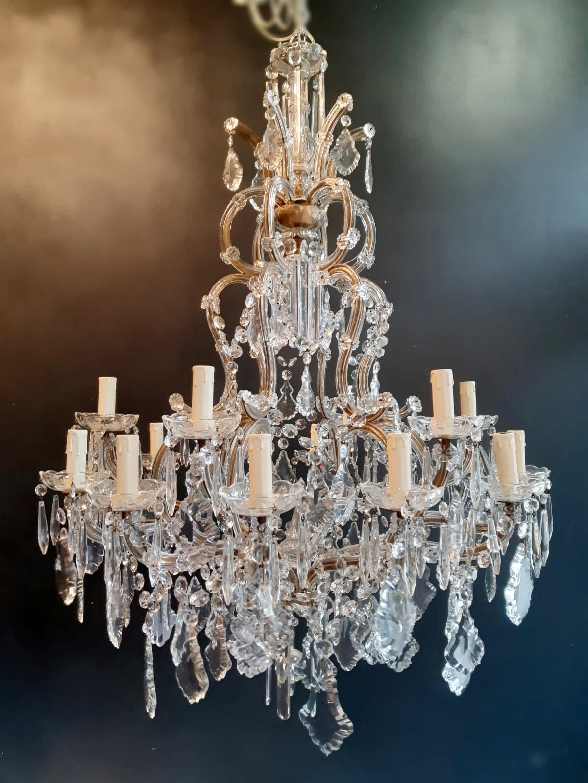 Nineteen-Light Maria Theresa Chandelier Antique Ceiling Lamp Lustre Art Nouveau (Messing)