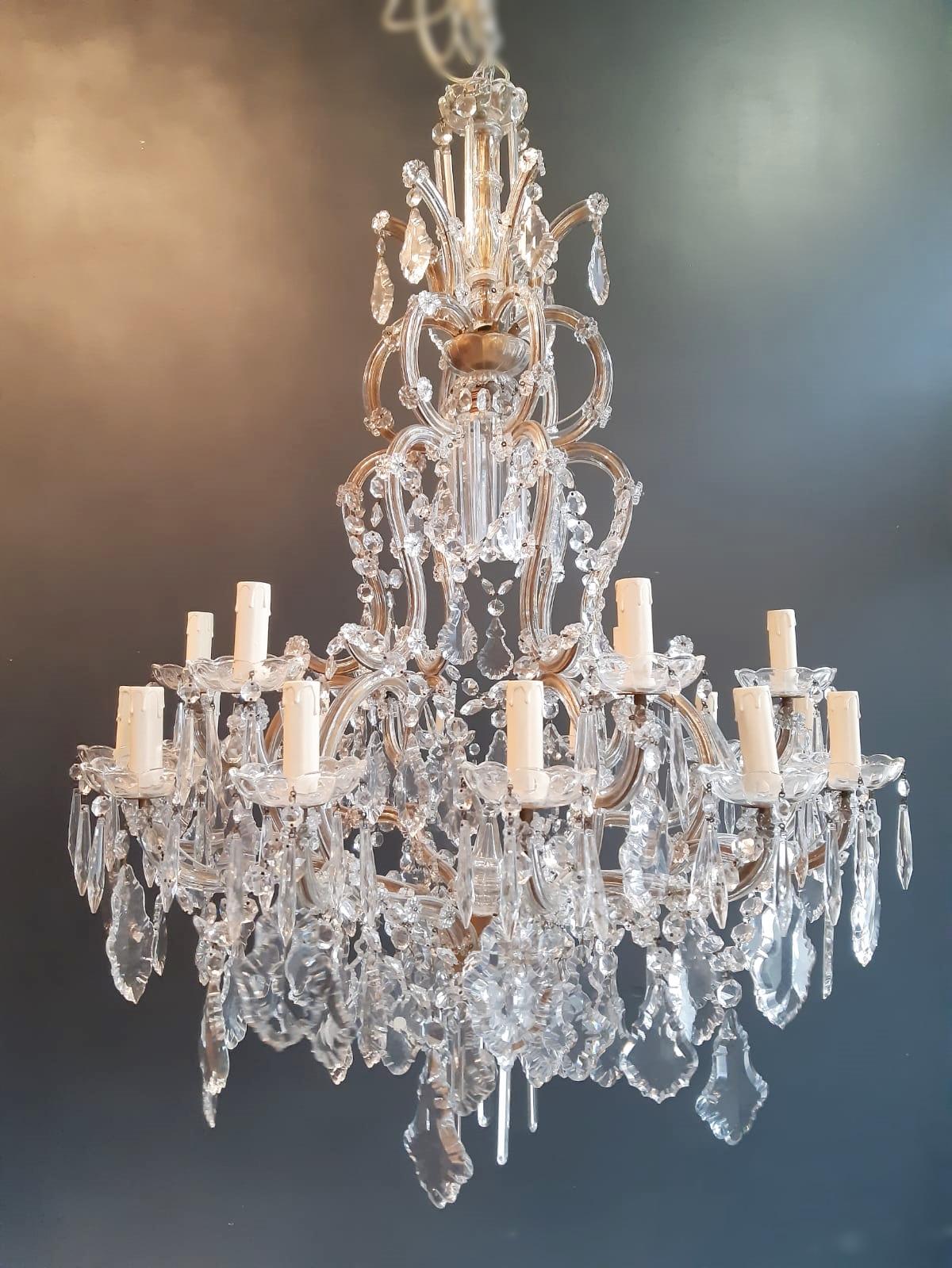 Brass Nineteen-Light Maria Theresa Chandelier Antique Ceiling Lamp Lustre Art Nouveau