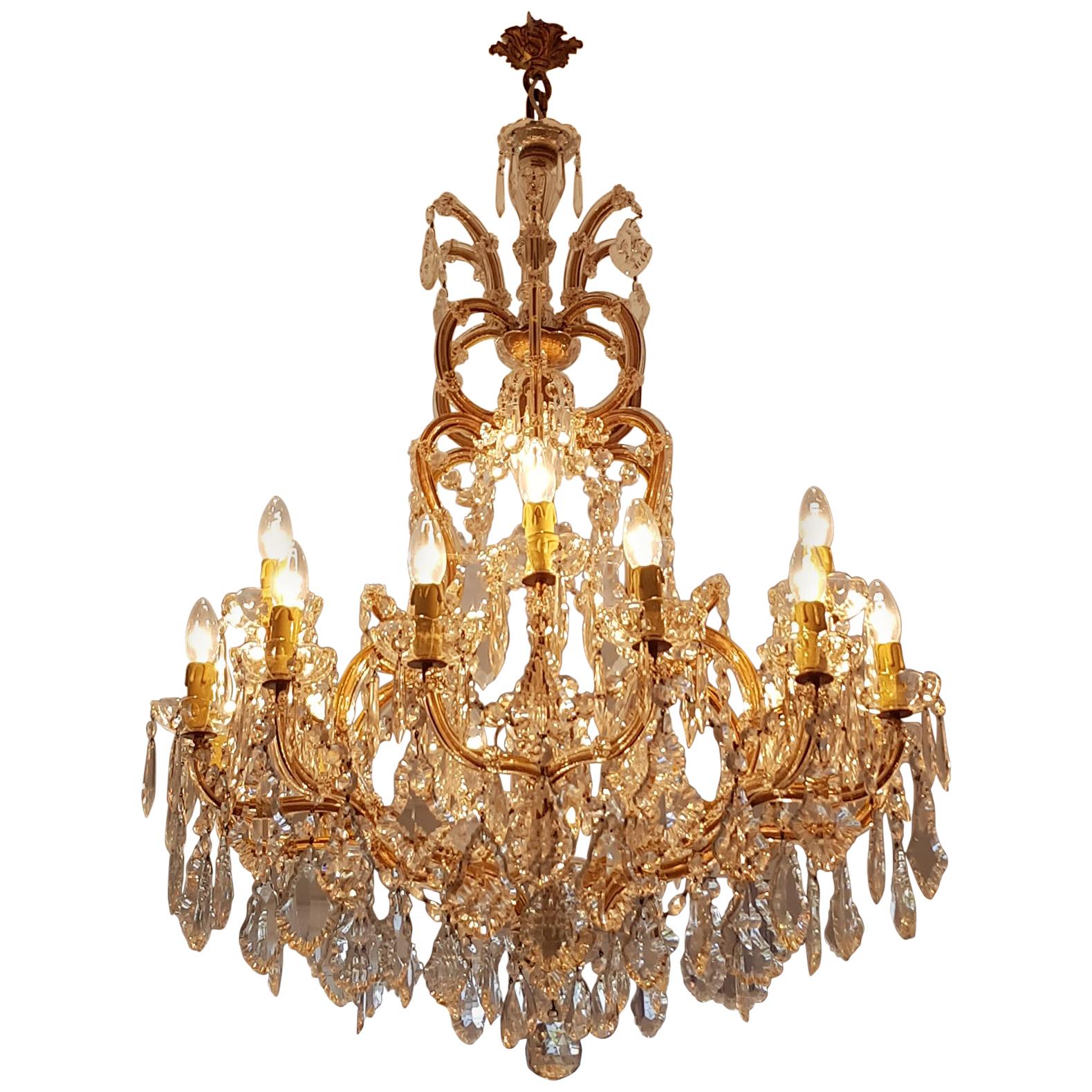 Nineteen-Light Maria Theresa Chandelier Antique Ceiling Lamp Lustre Art Nouveau