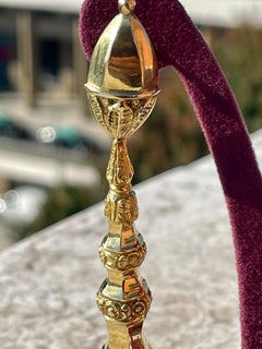 Victorian Yellow Gold 1800s Portuguese Chiseled Acorn Earrings