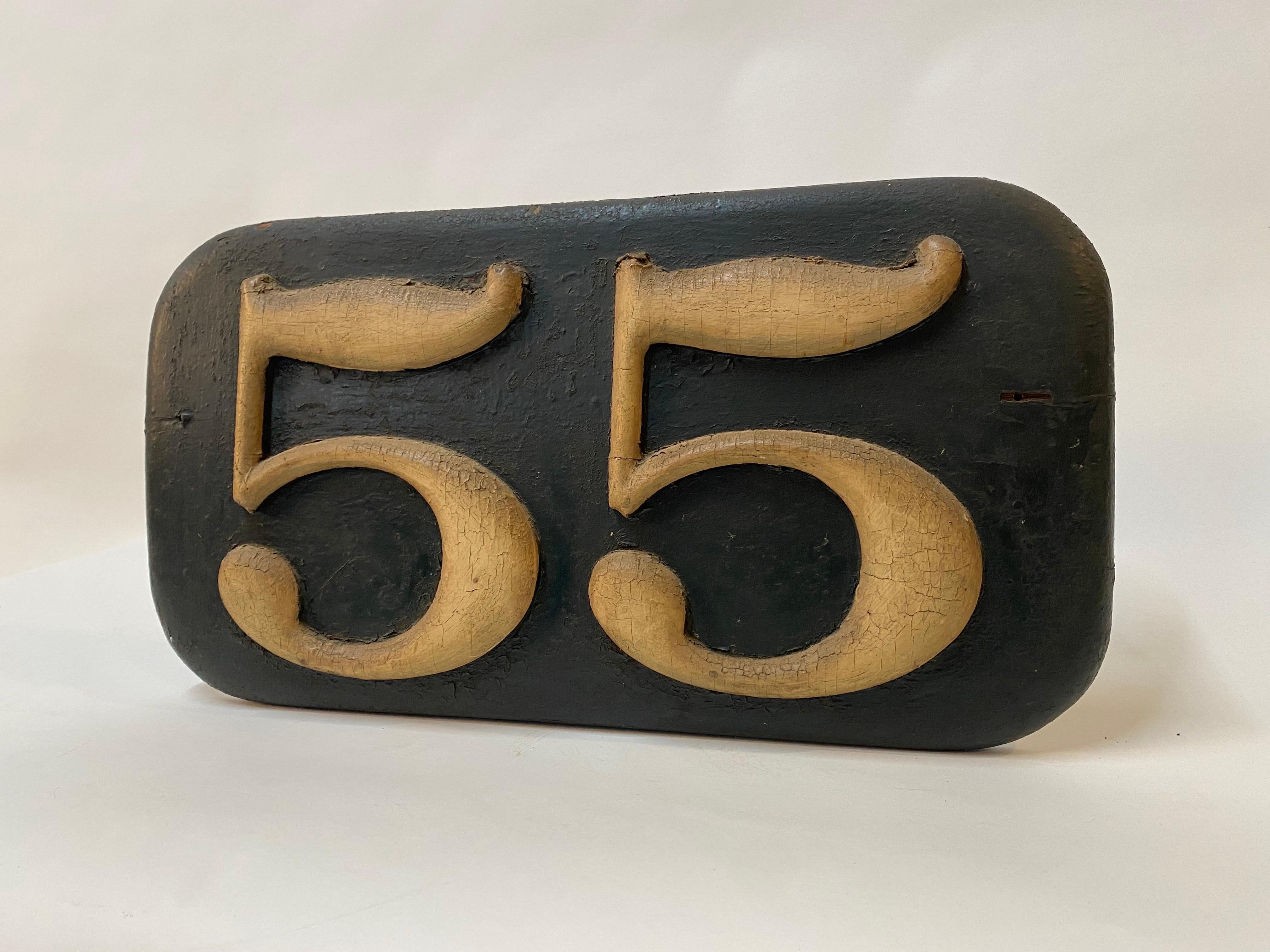 Nineteenth Century 55 Wood Address Sign In Fair Condition For Sale In Garnerville, NY