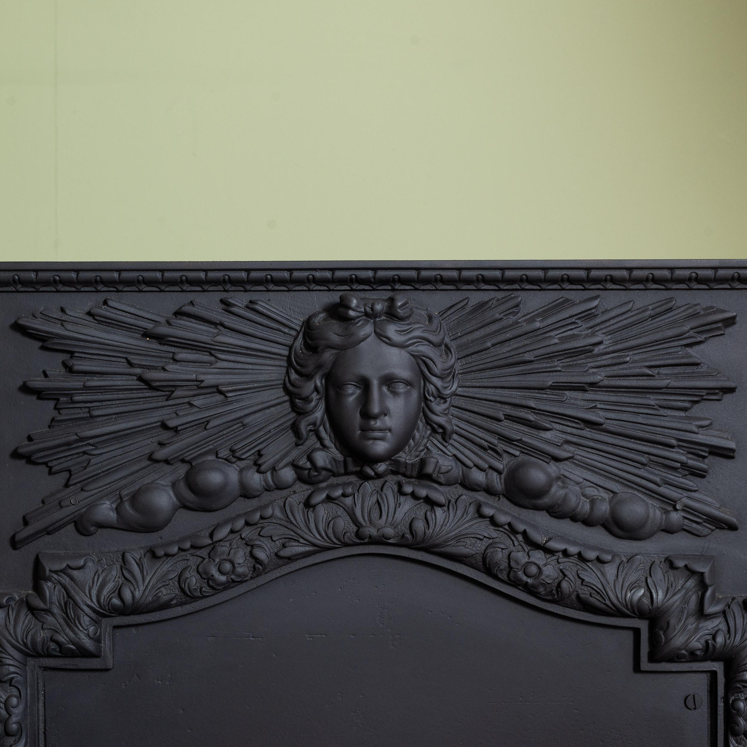 Grille de foyer baroque en fonte et laiton du XIXe siècle en vente 4