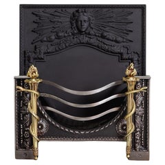 Nineteenth century Baroque Cast Iron and Brass Fire Grate