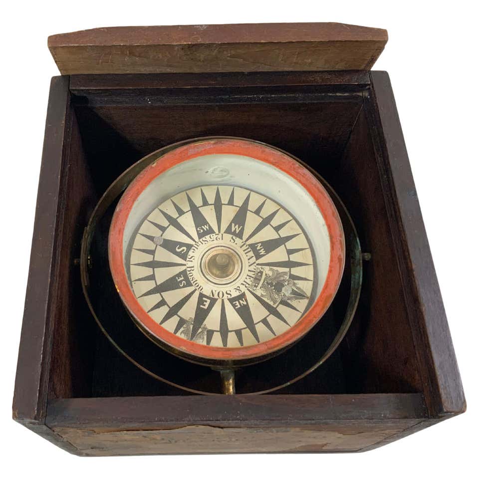 Compass Box Set Old Mid-19th Century Boxed Compass at 1stDibs
