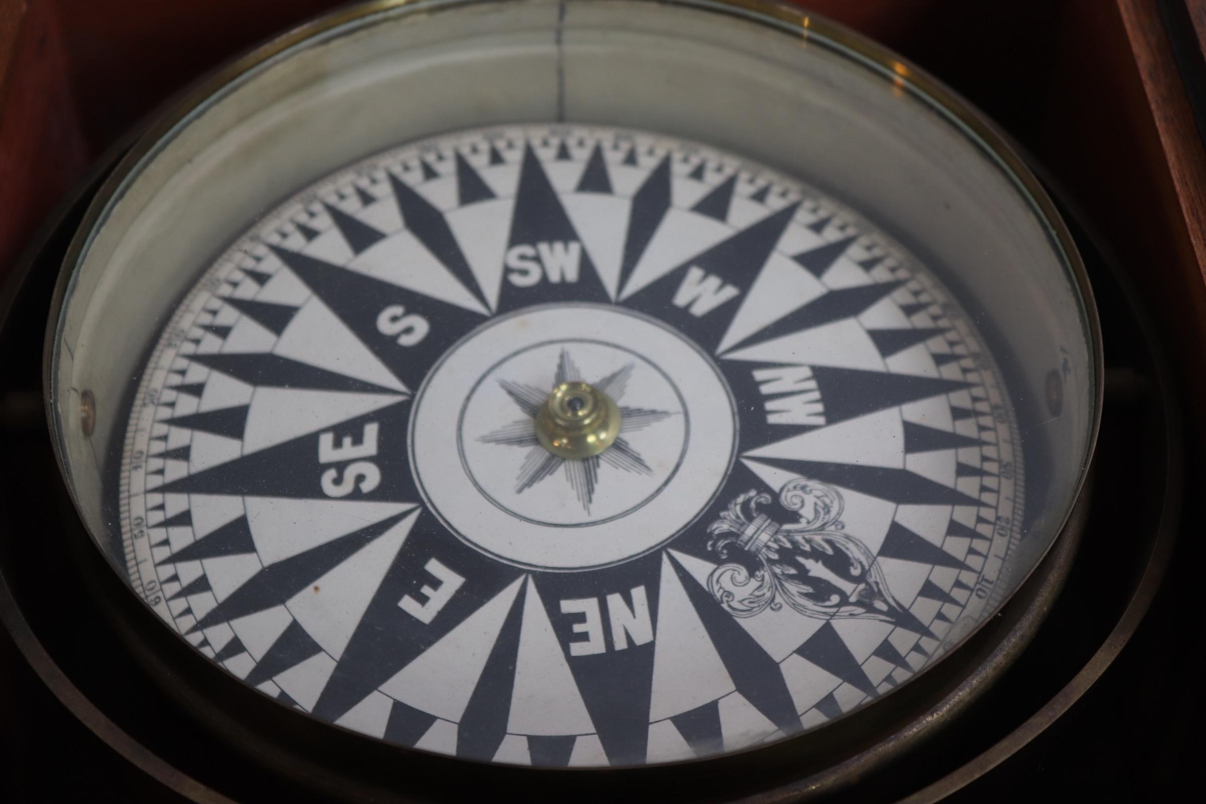 box containing a ships compass