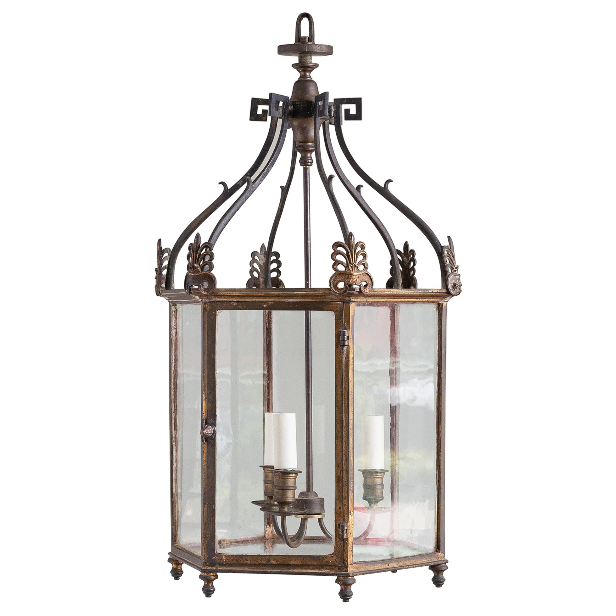 Nineteenth century brass hallway lantern