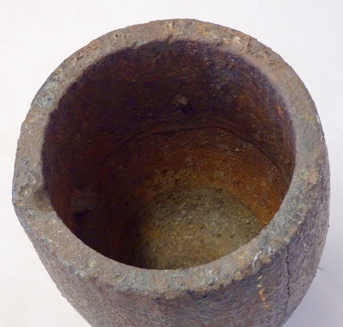 American 19th Century Brutalist Crucible Pot for Molten Iron