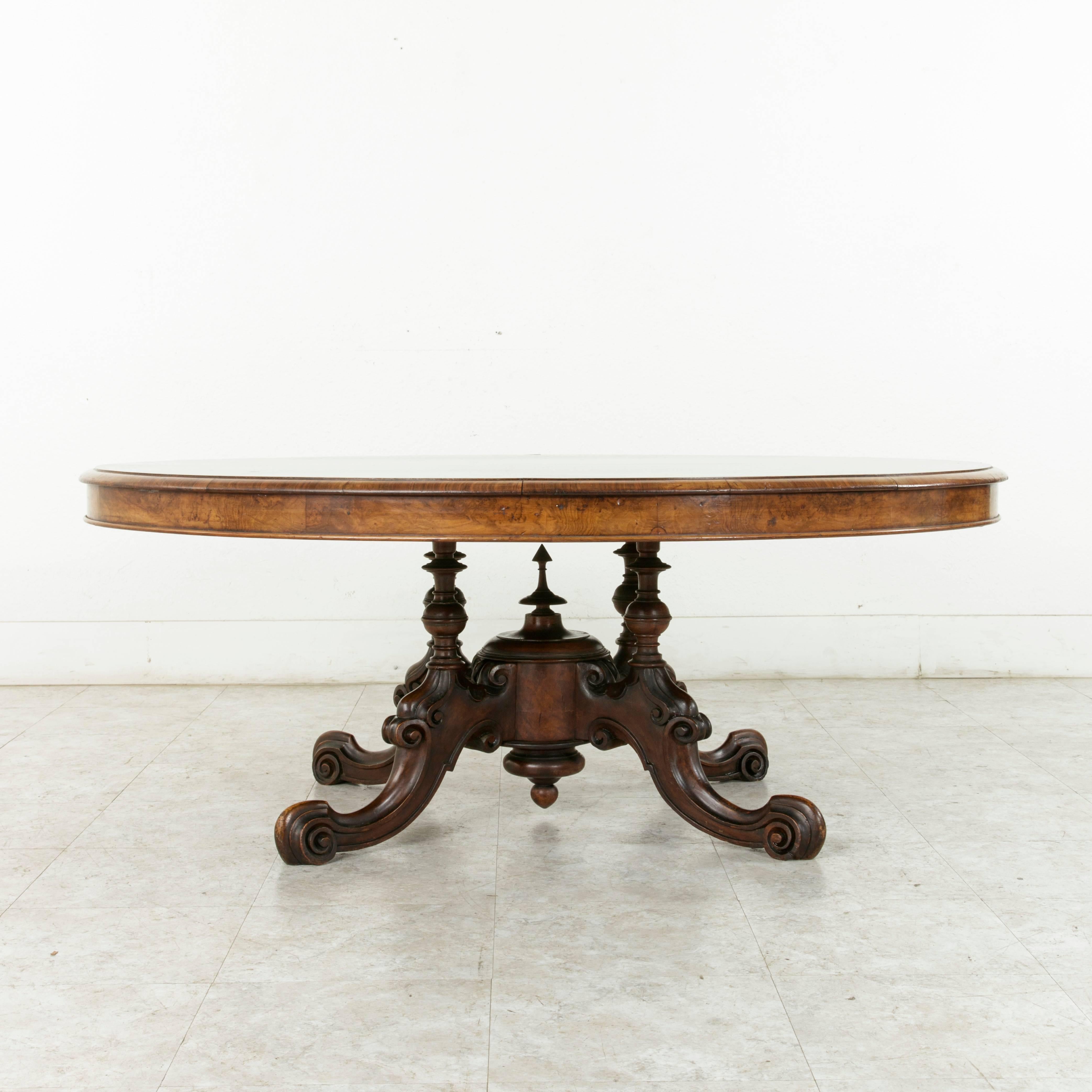 Late 19th Century 19th Century Burl Walnut and Marquetry English Loo Table or Coffee Table