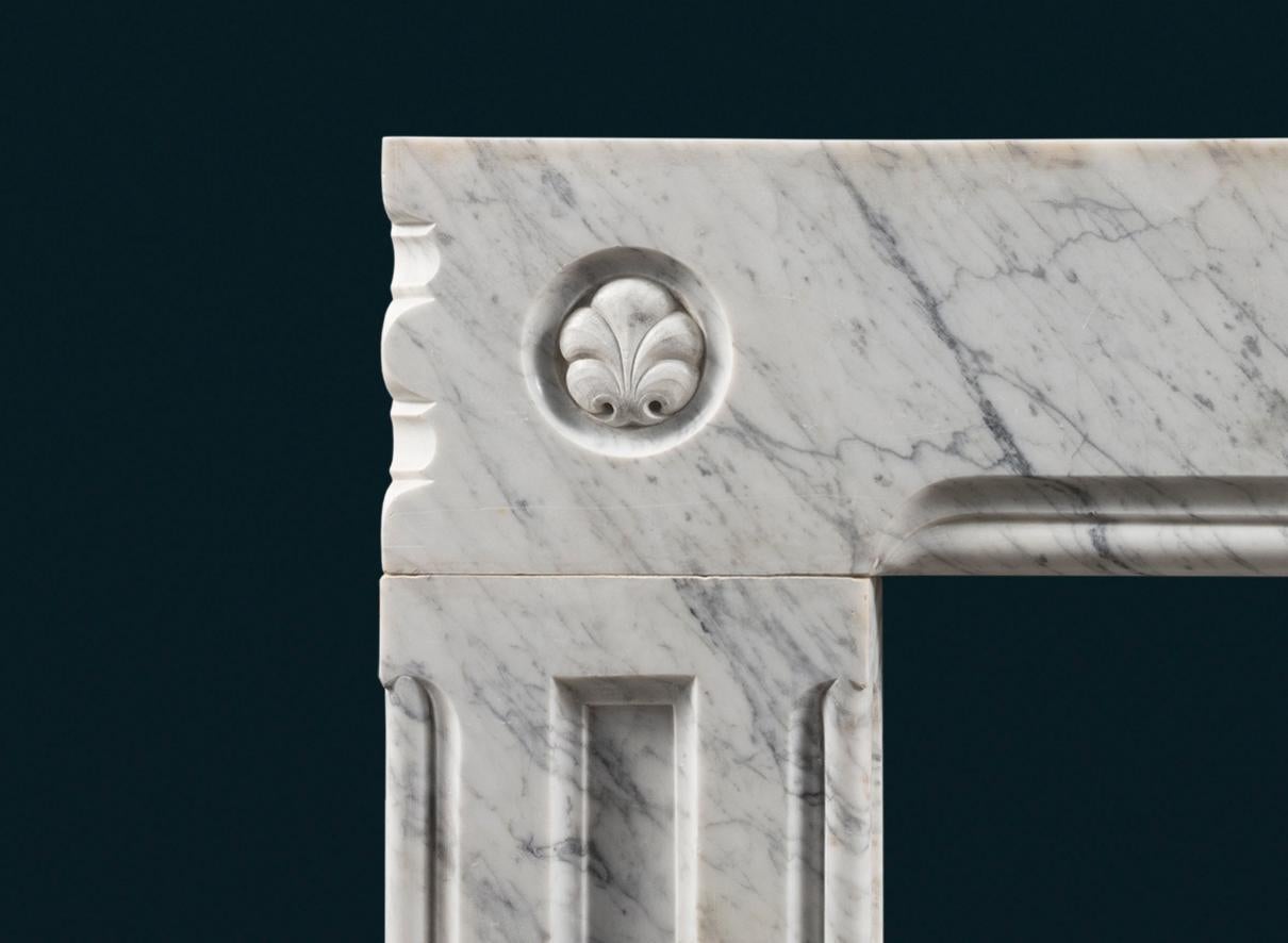 Georgian Nineteenth Century Carrara Marble Frame Fireplace Surround For Sale