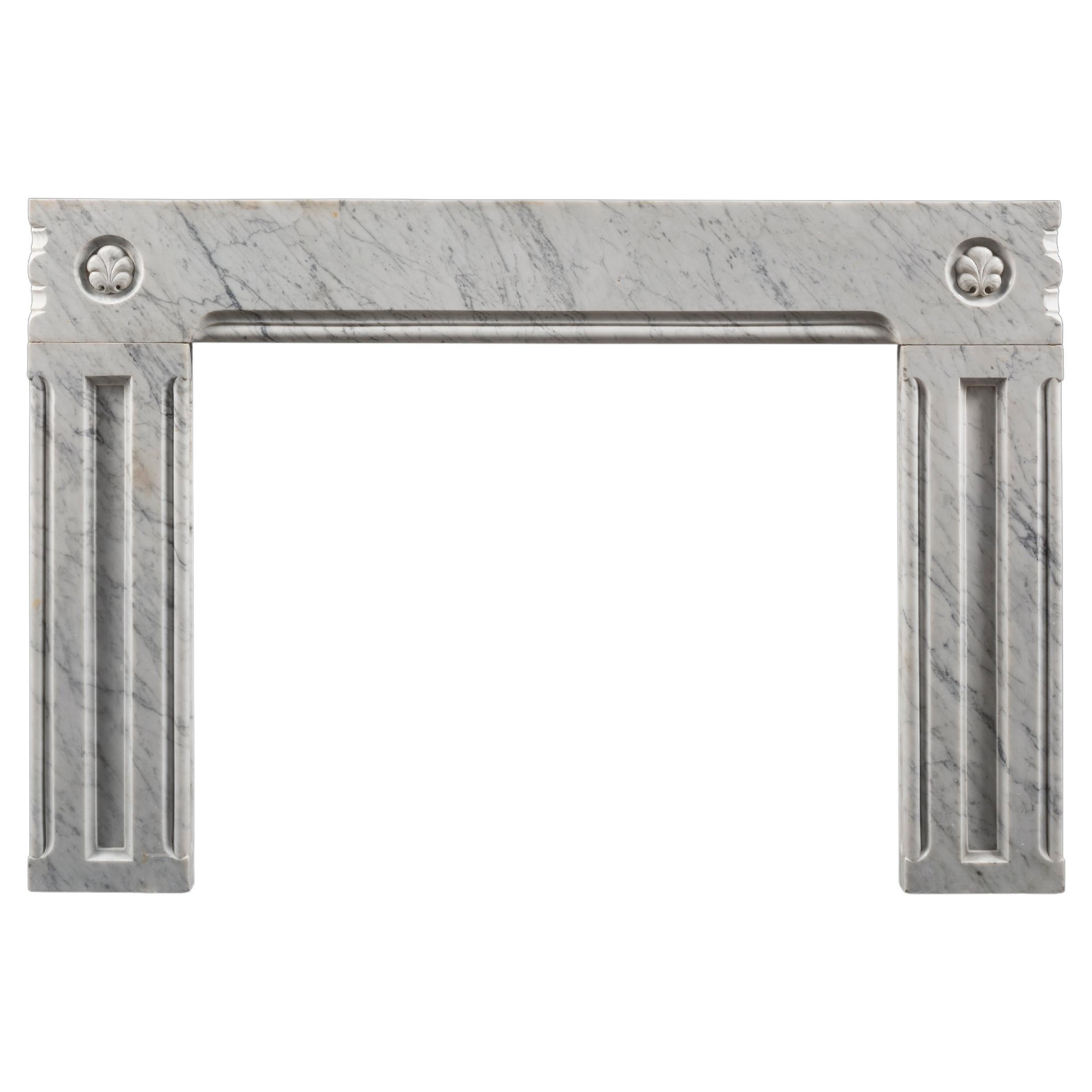 Nineteenth Century Carrara Marble Frame Fireplace Surround For Sale