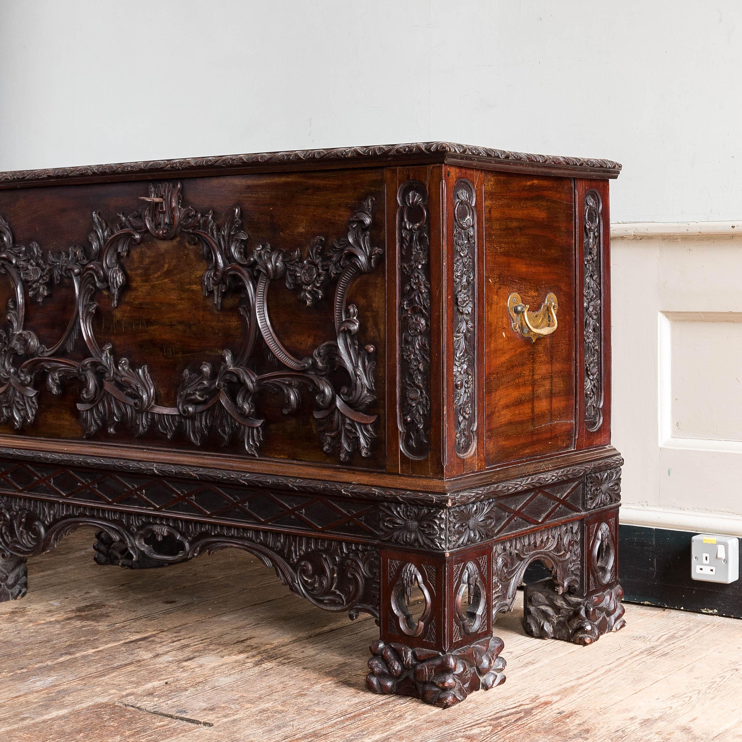George III Nineteenth Century Carved Mahogany Chippendale Chest For Sale