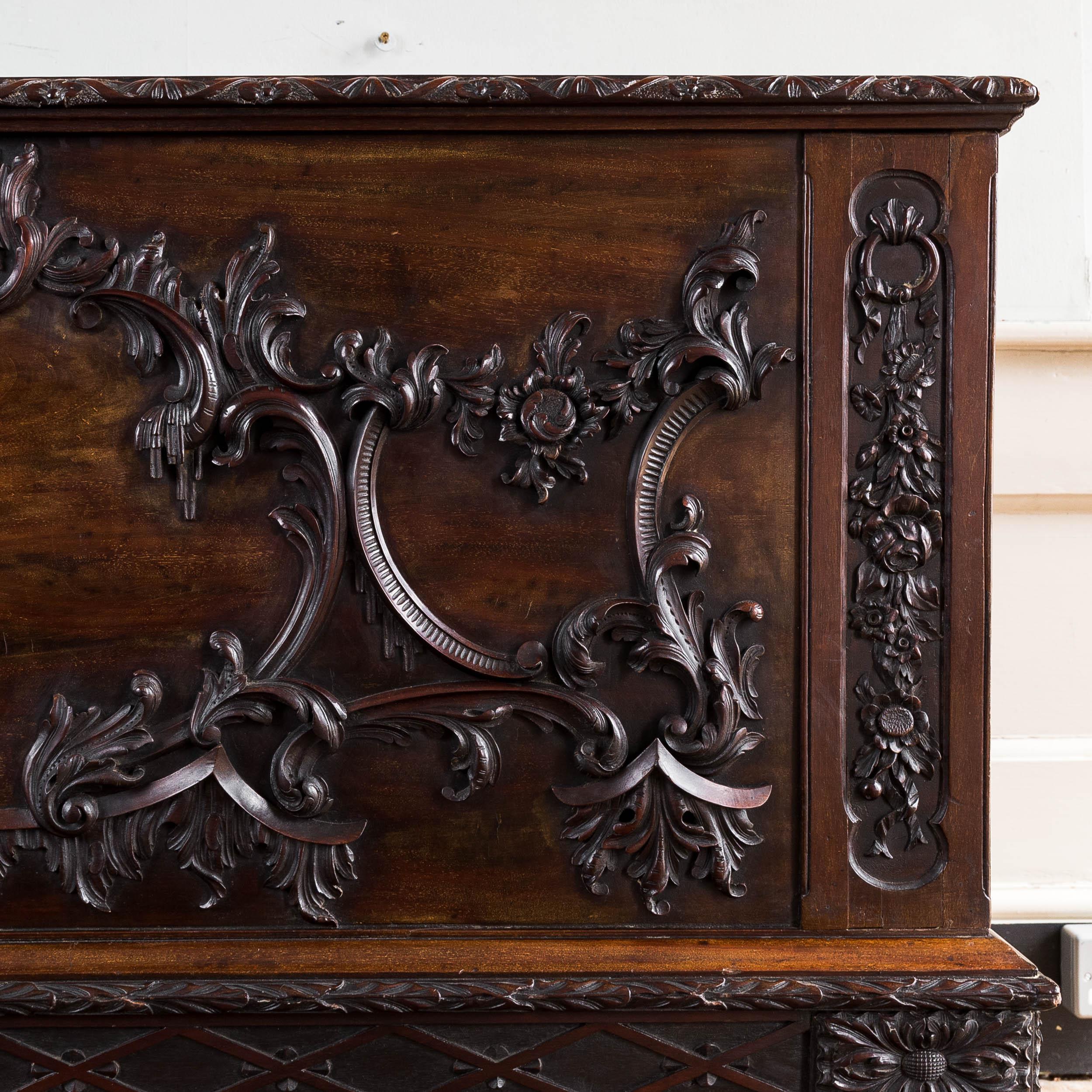 European Nineteenth Century Carved Mahogany Chippendale Chest For Sale
