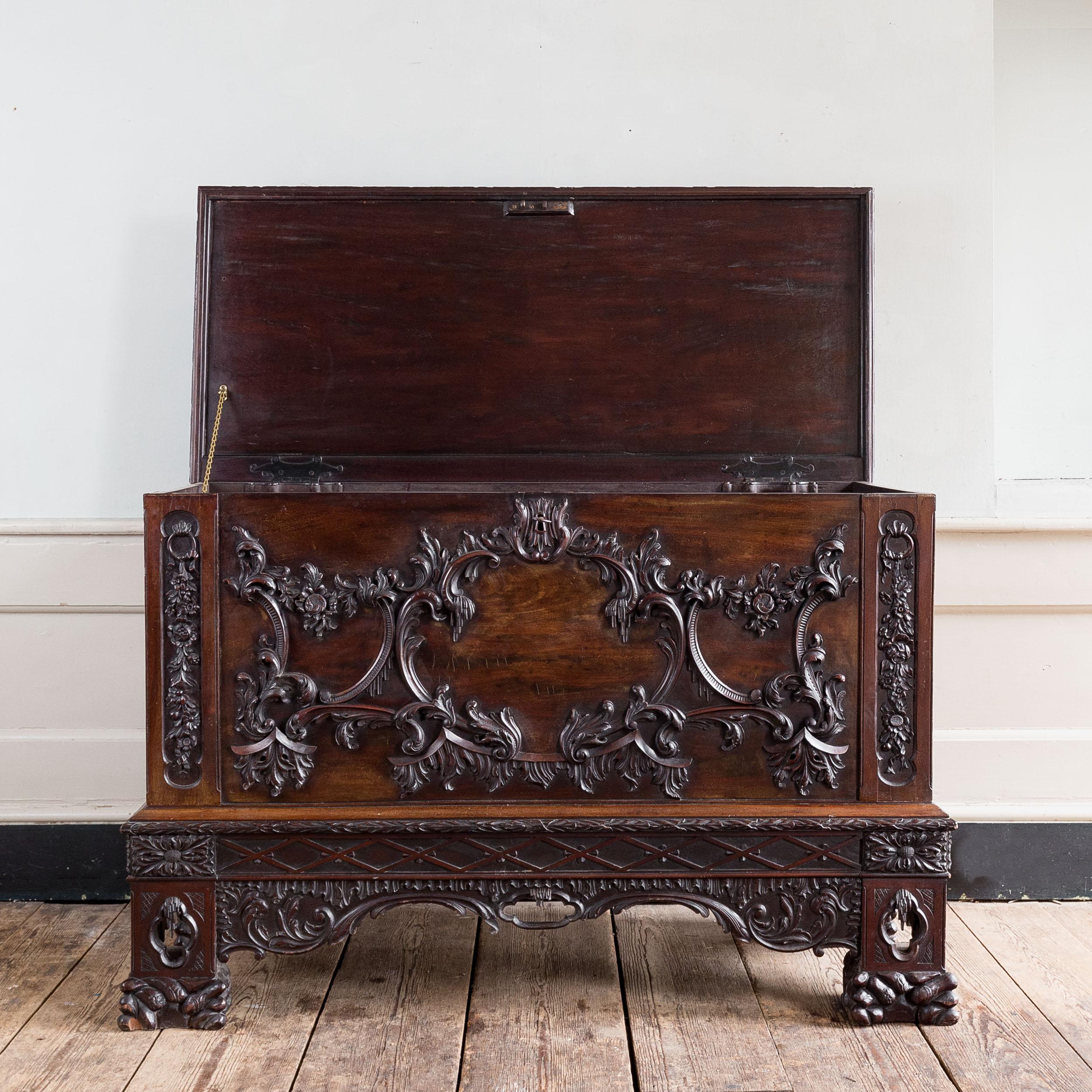 Nineteenth Century Carved Mahogany Chippendale Chest For Sale 1