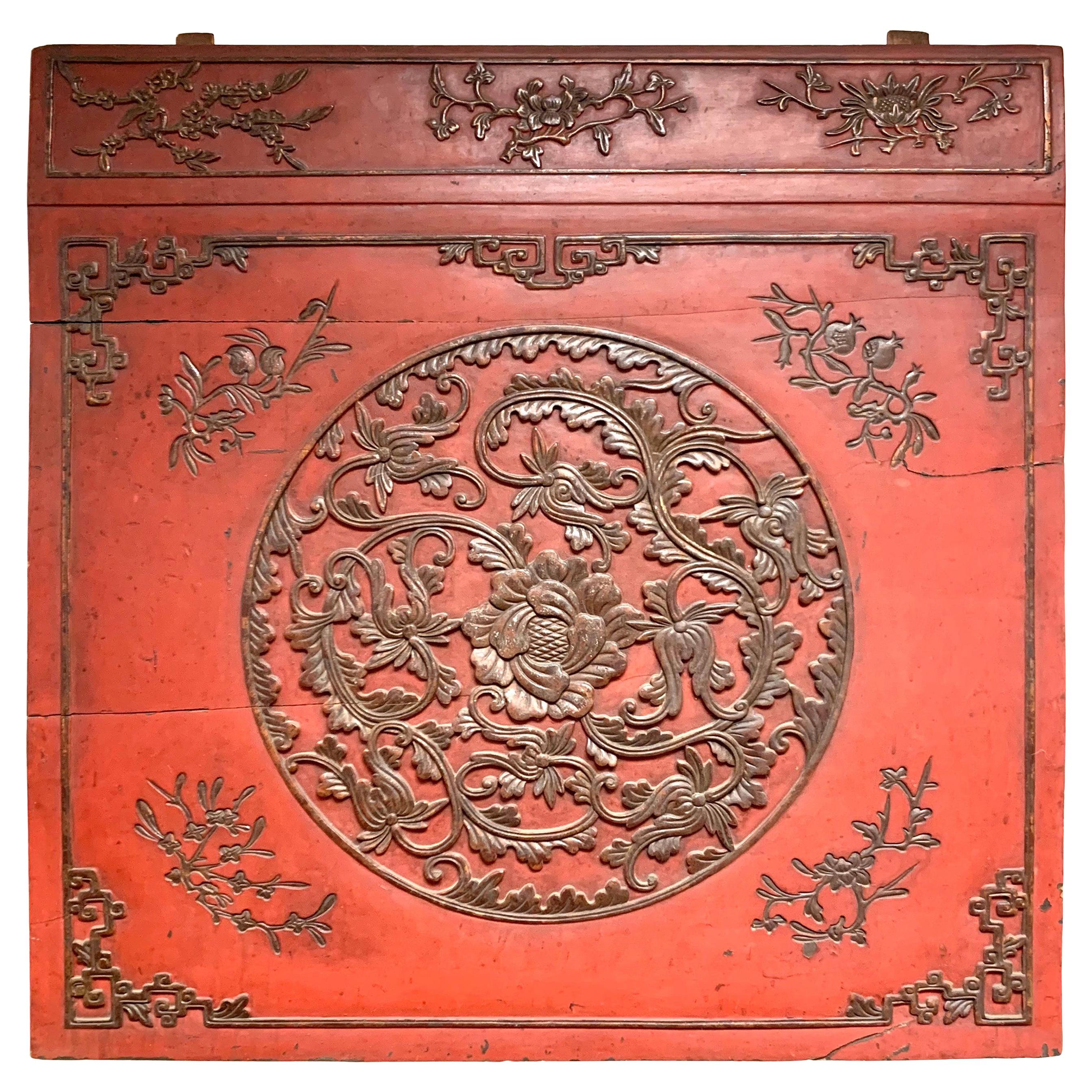 Nineteenth Century Chinese Antique Carved Wall Sculpture Plaque Relief Screen