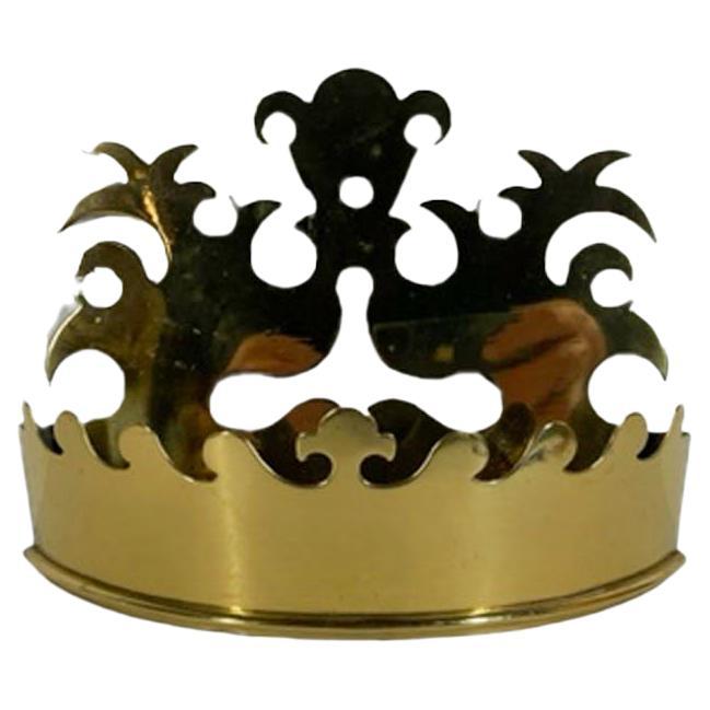 Nineteenth Century Cut and Pierced Brass Wall Pocket or Tidy of Crown Form