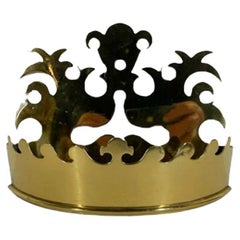 Nineteenth Century Cut and Pierced Brass Wall Pocket or Tidy of Crown Form