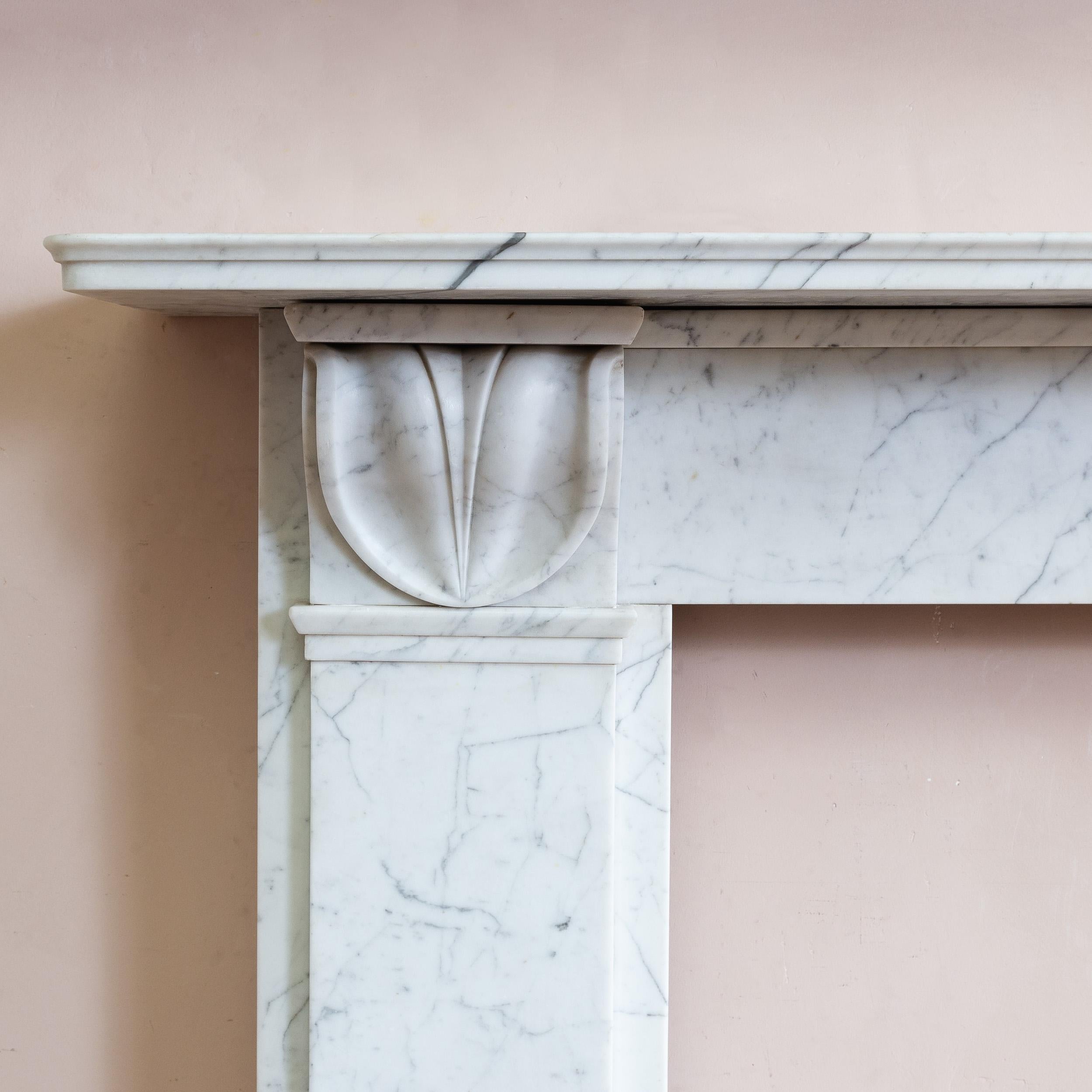 William IV Nineteenth century English Carrara Marble Fireplace For Sale