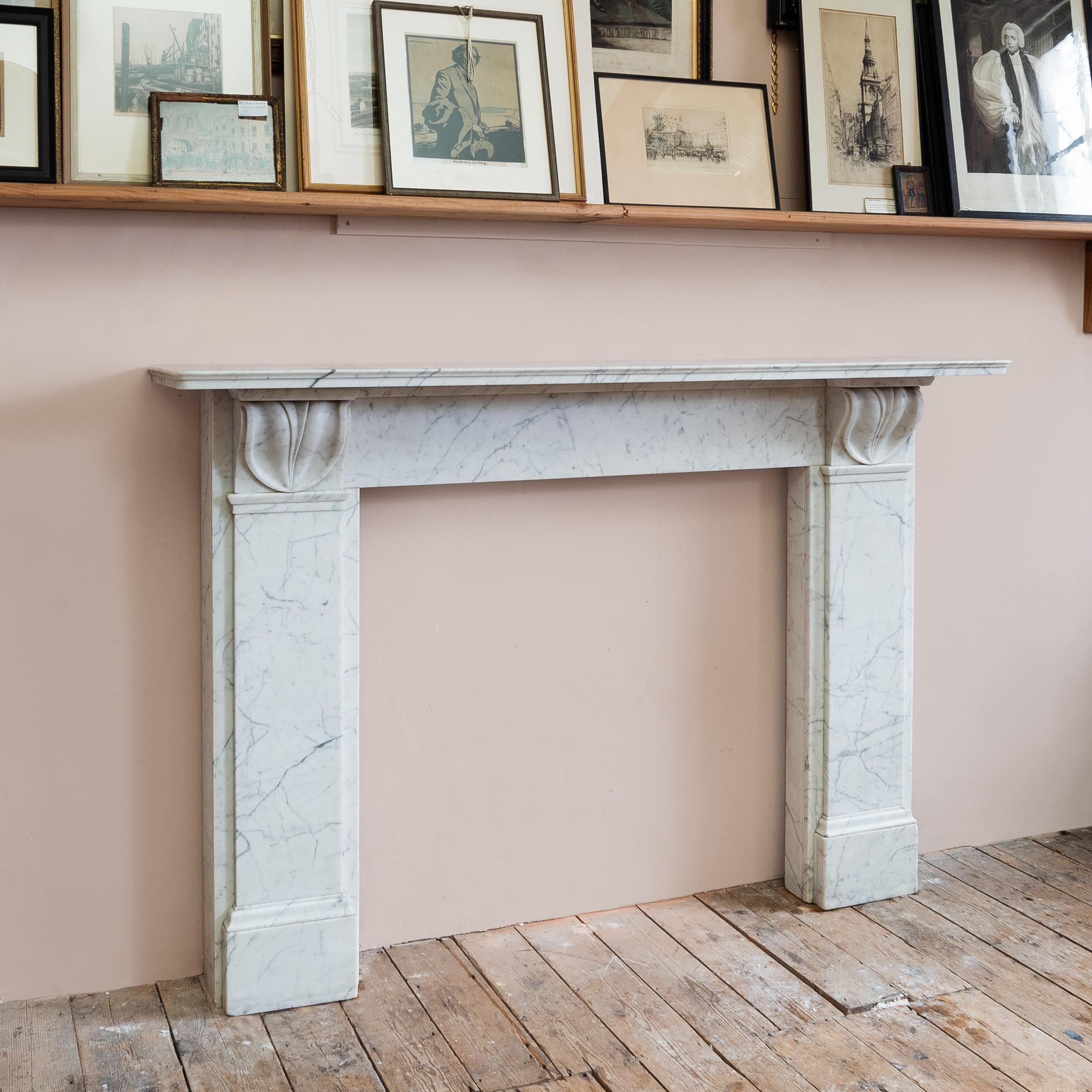 Nineteenth century English Carrara Marble Fireplace For Sale 1