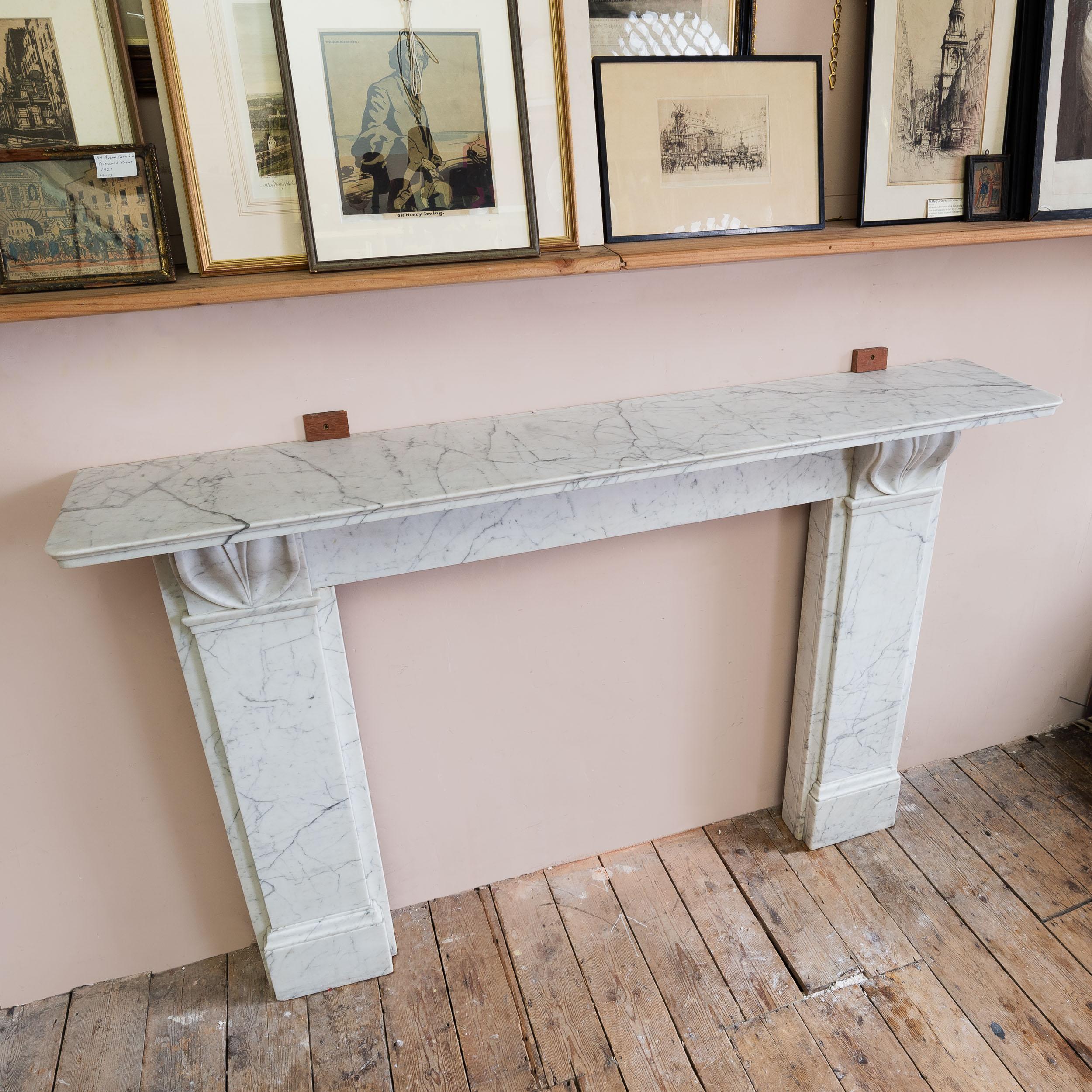 Nineteenth century English Carrara Marble Fireplace For Sale 2