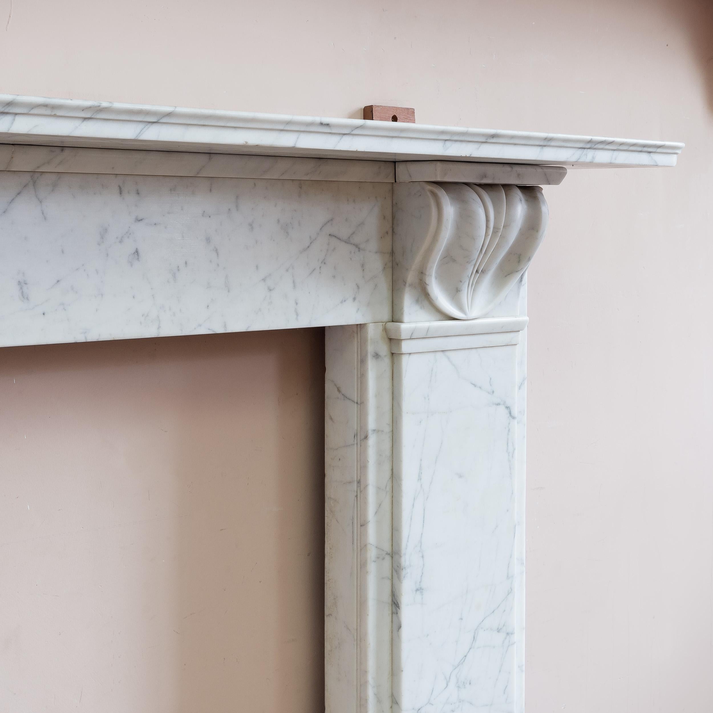 Nineteenth century English Carrara Marble Fireplace For Sale 3