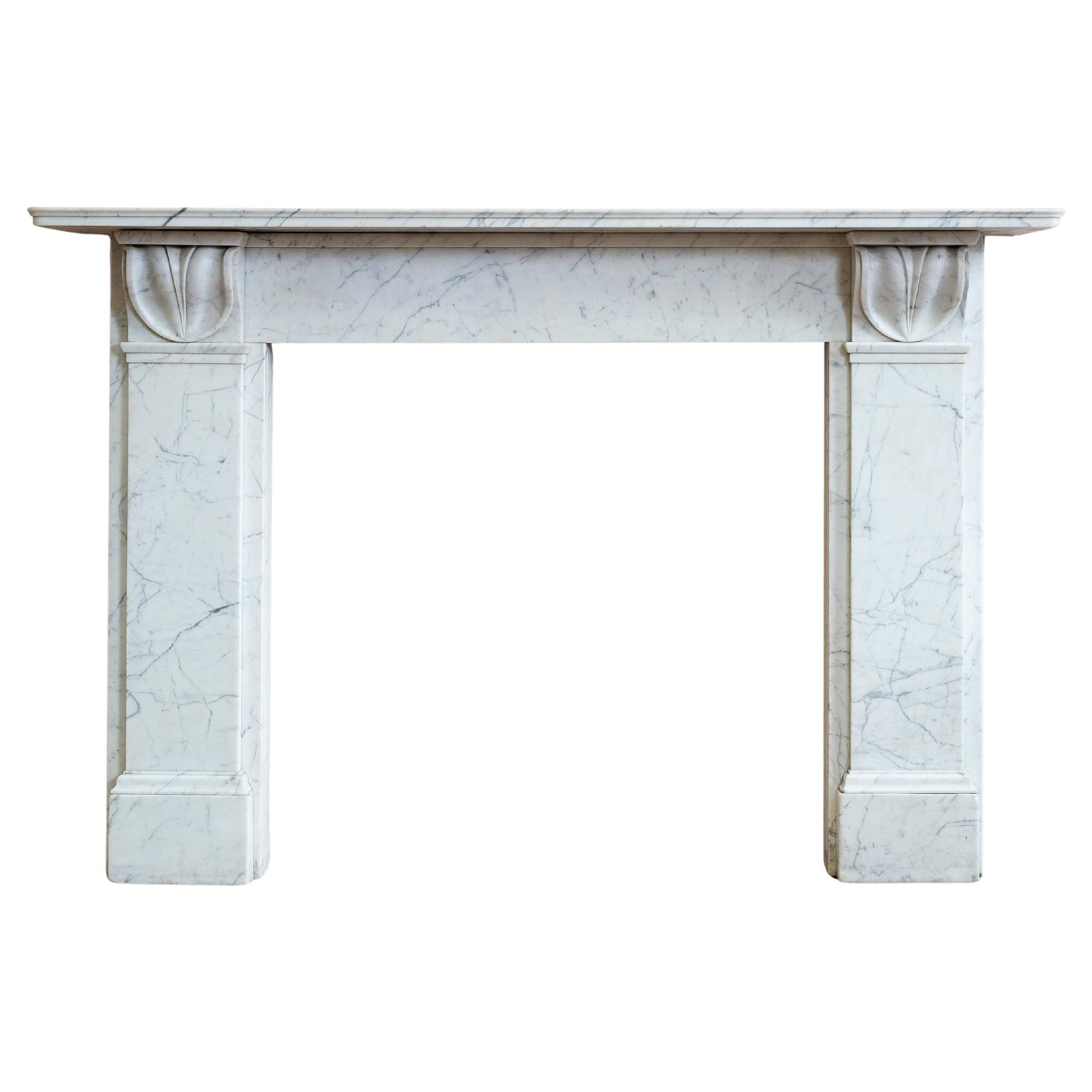 Nineteenth century English Carrara Marble Fireplace For Sale