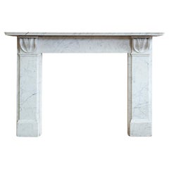 Antique Nineteenth century English Carrara Marble Fireplace