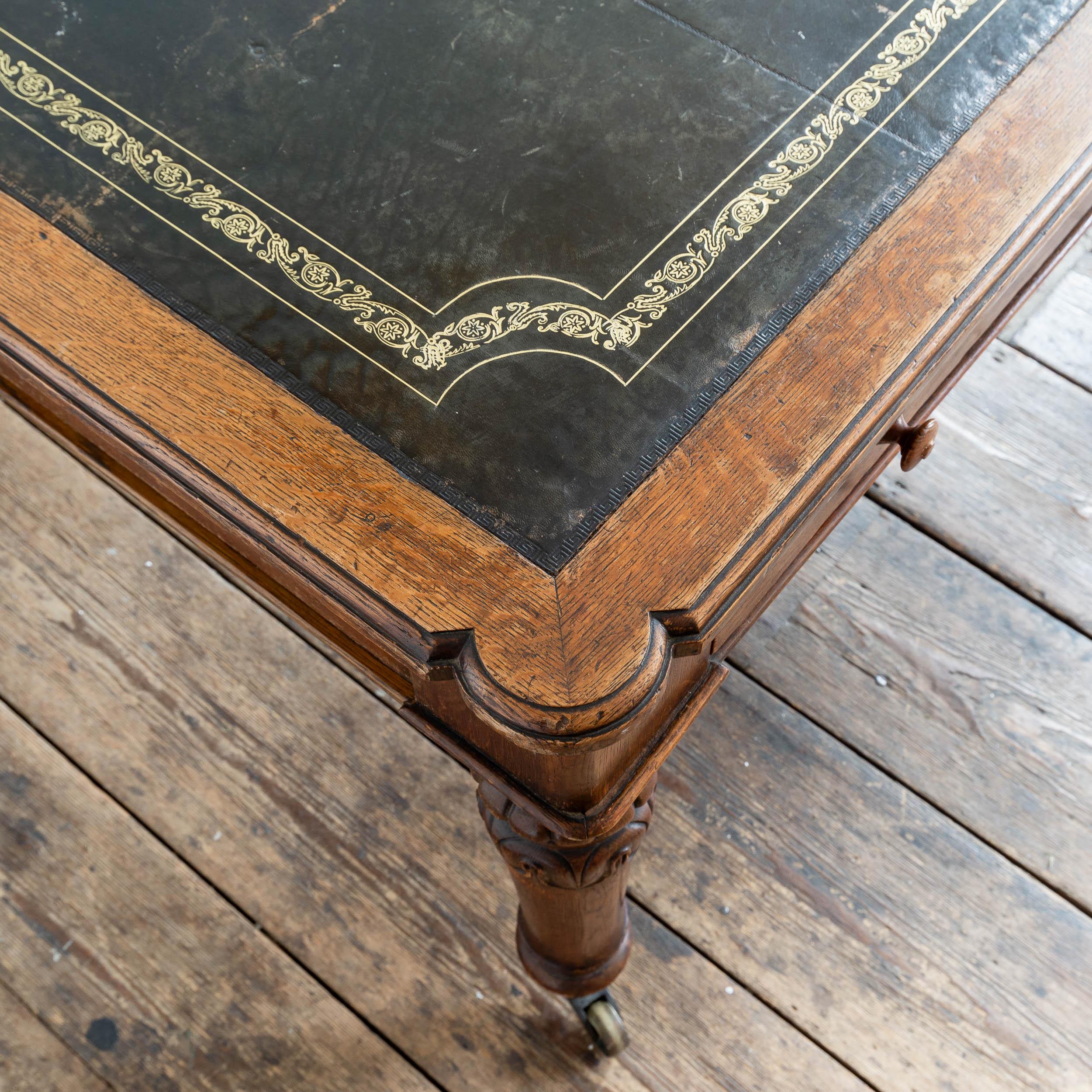 Nineteenth Century English Oak Library Table by Holland & Sons 11
